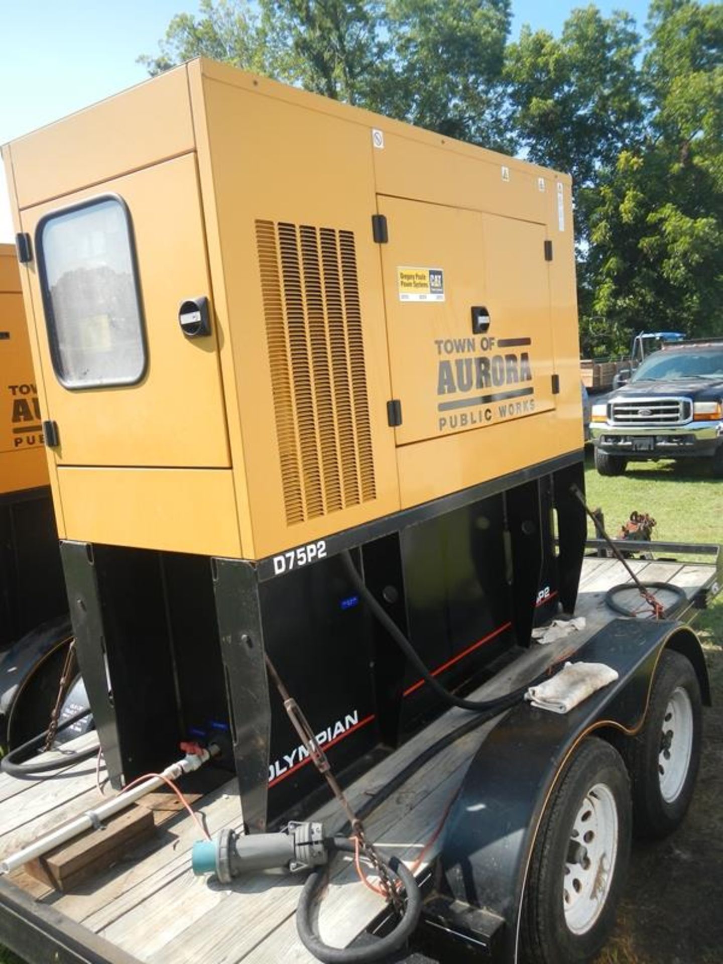 CAT 75P2 70KW diesel generator on trailer  944 hrs emergency stop switch is bad and is removed at - Image 3 of 8