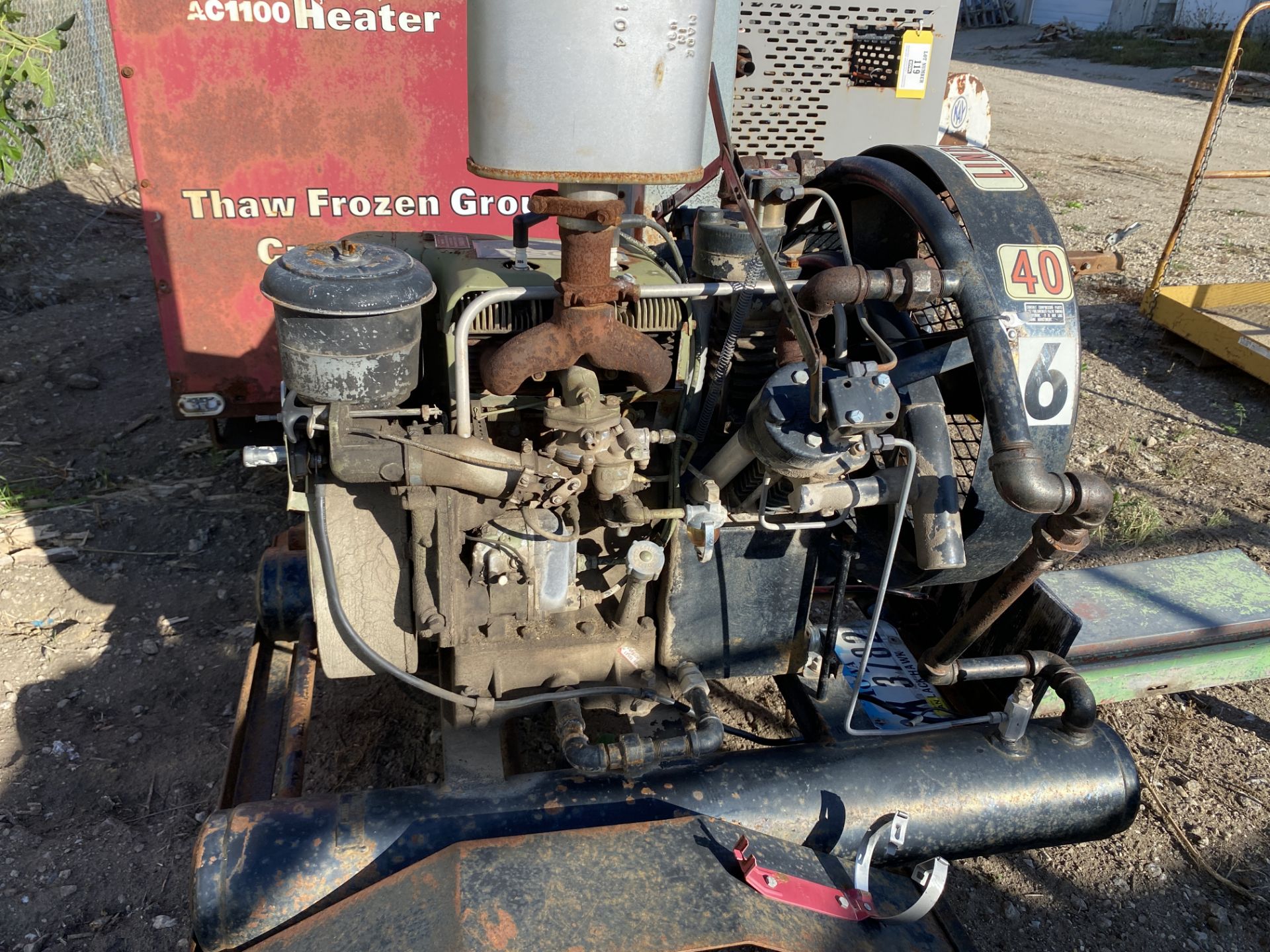 Lindsay portable air compressor, Model T40A, SN 29029, gas power, single axle carrier. - Image 3 of 3