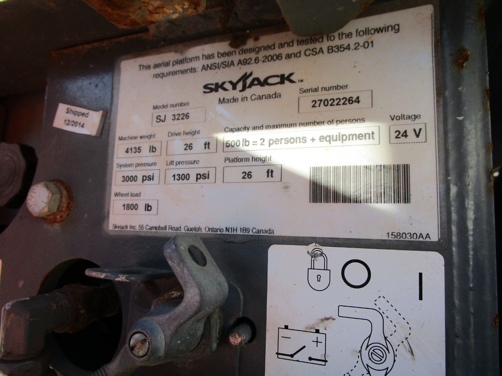 2015 SkyJack SJIII3226 26' Scissor Lift - Image 20 of 20