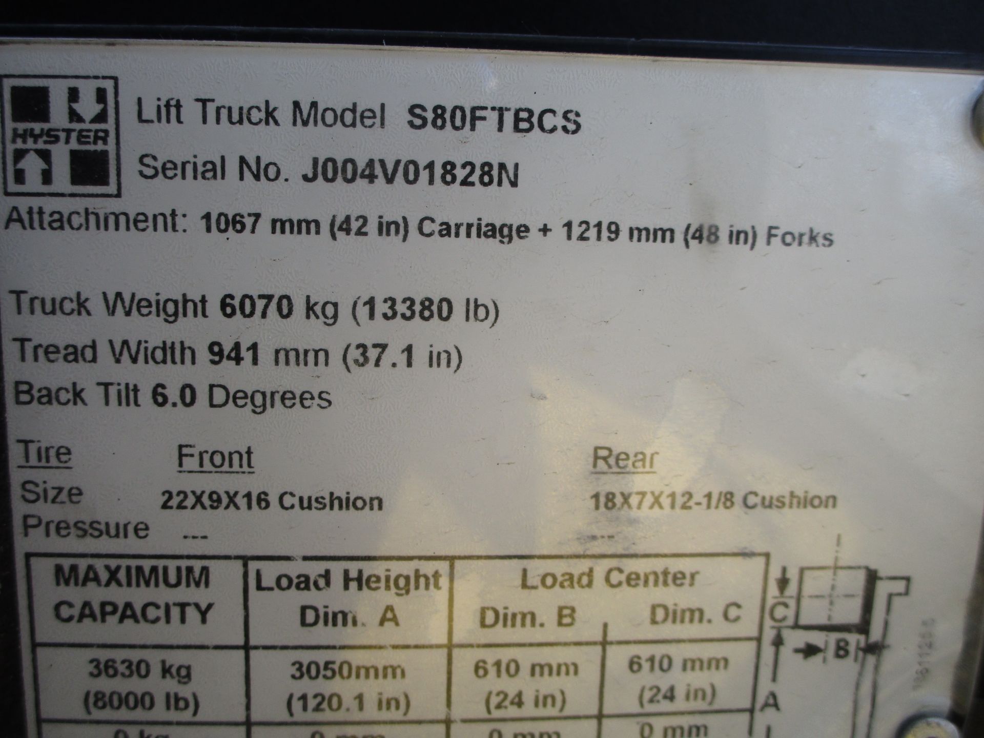 2016 Hyster S80FTBCS 8,000lb Forklift Only 179 Hours - Image 17 of 17