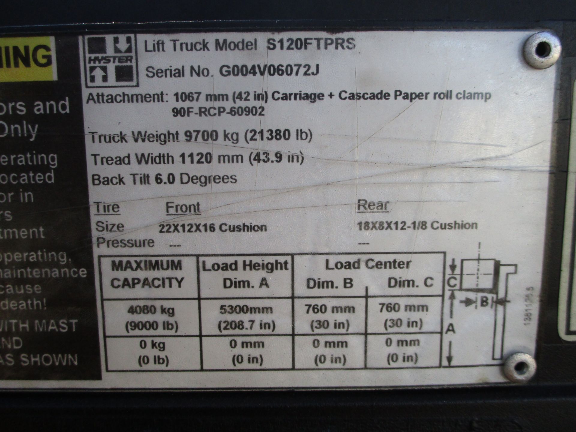 2012 Hyster S120FTPRS 12,000lb Forklift - Image 17 of 17