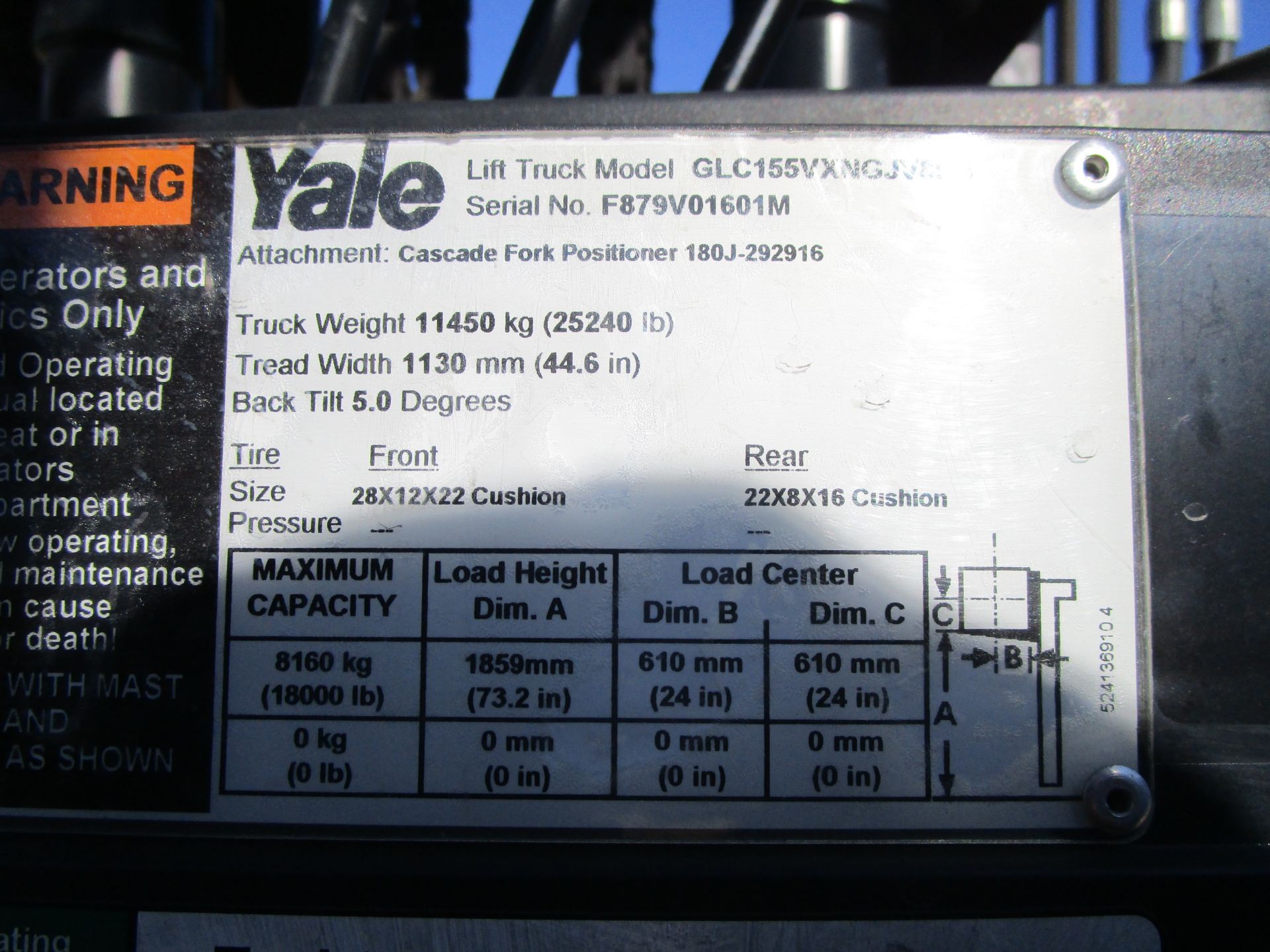 2014 Yale GLC155VX 18,000lb Forklift - Image 17 of 17