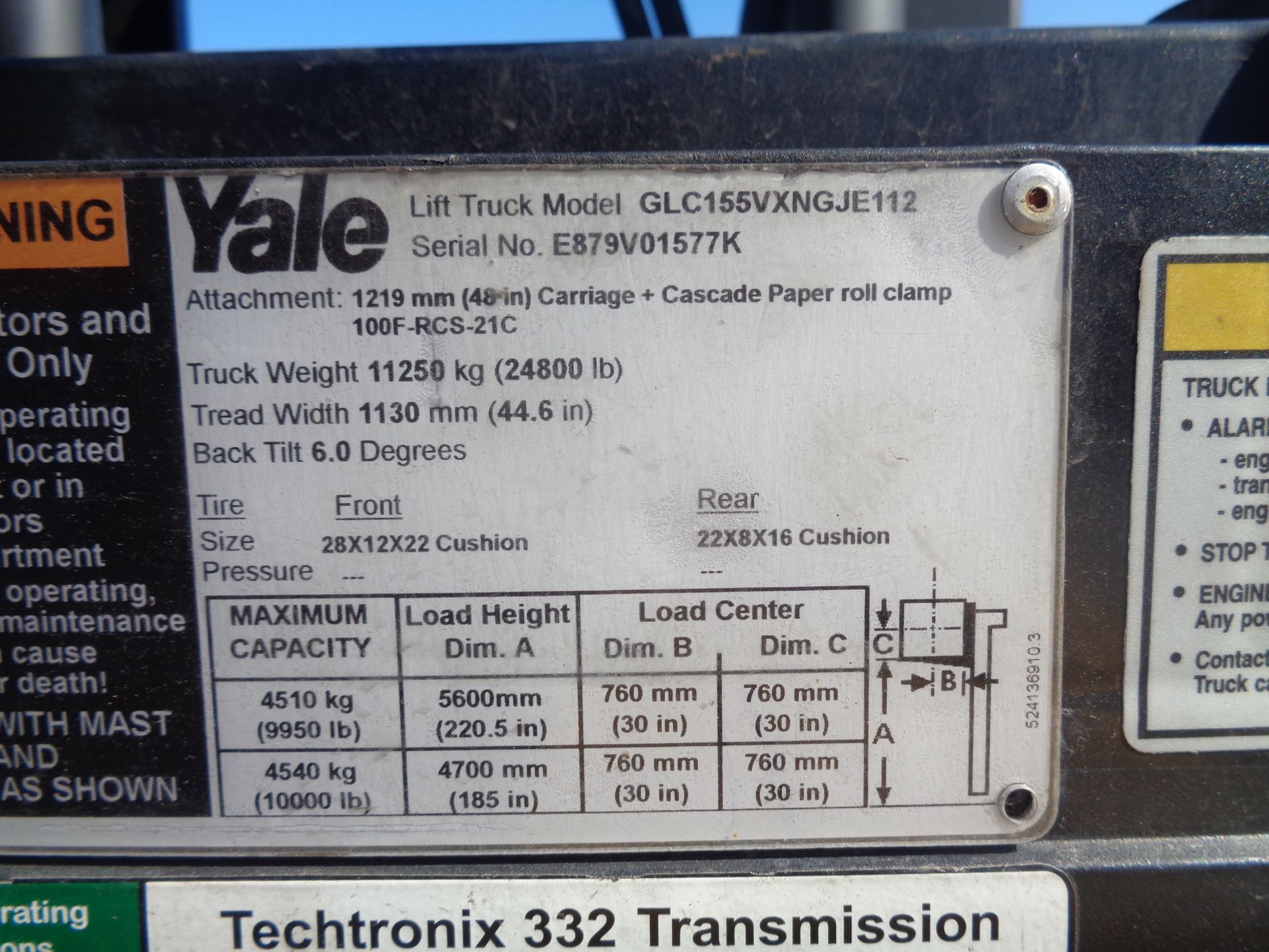 2013 Yale GLC155VX 15000lb Forklift - Image 17 of 17