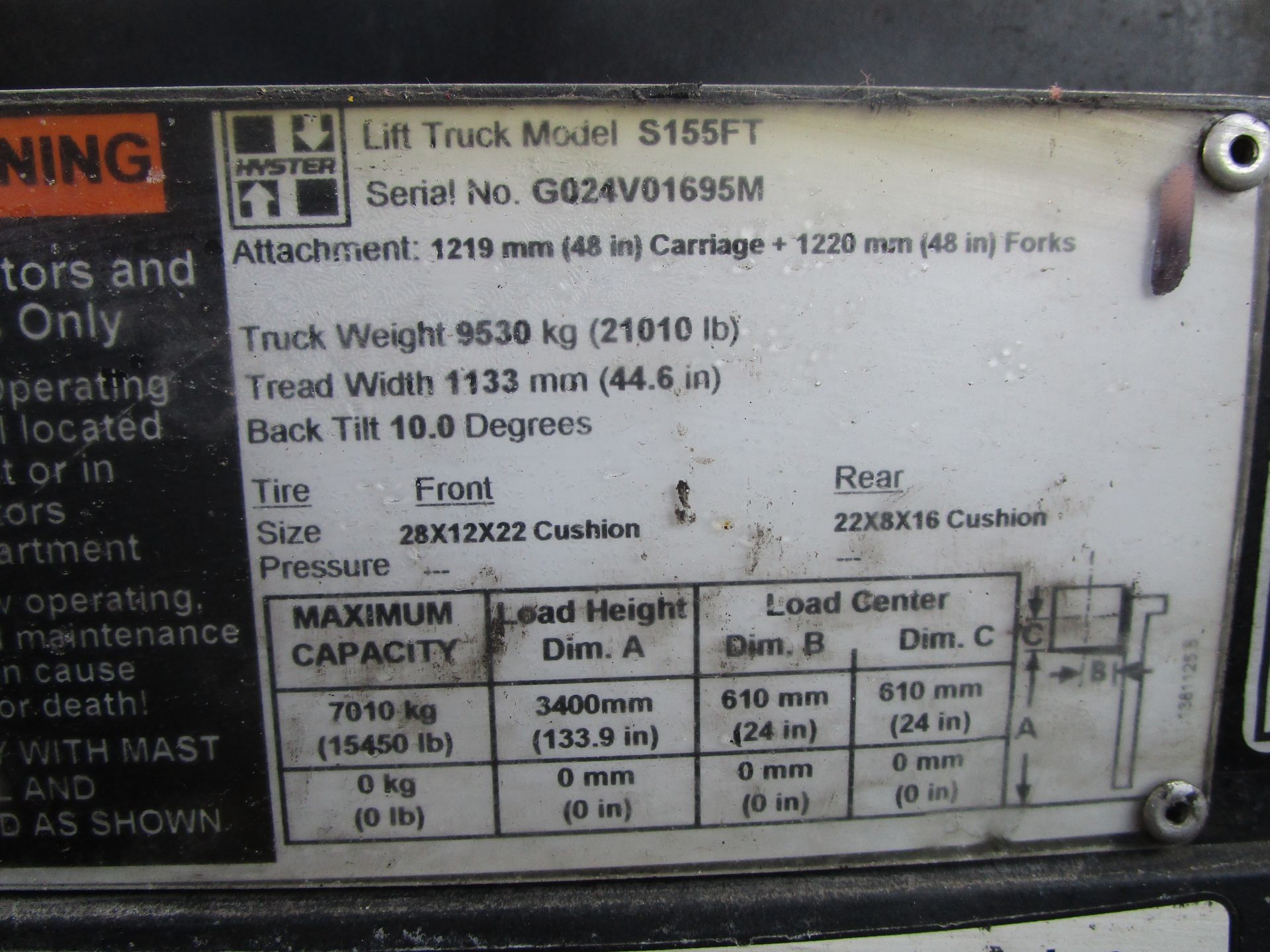 2015 Hyster S155FT 15,000lb Forklift - Image 17 of 17