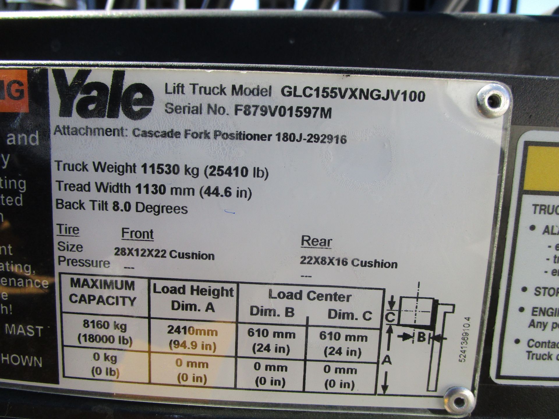 2014 Yale GLC155VX 18,000lb Forklift - Image 26 of 26
