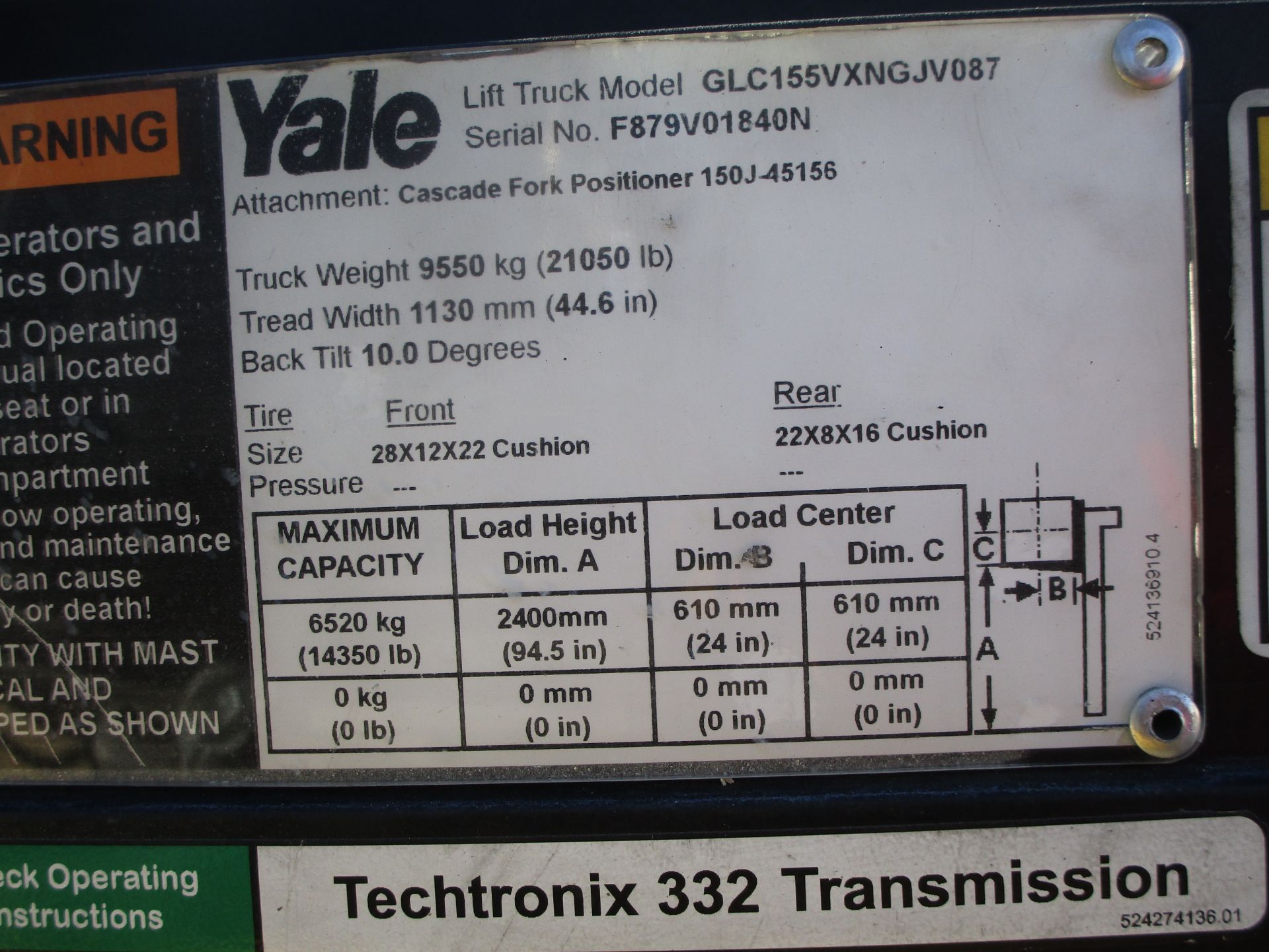 2015 Yale GLC155VX 15,000lb Forklift - Image 16 of 16