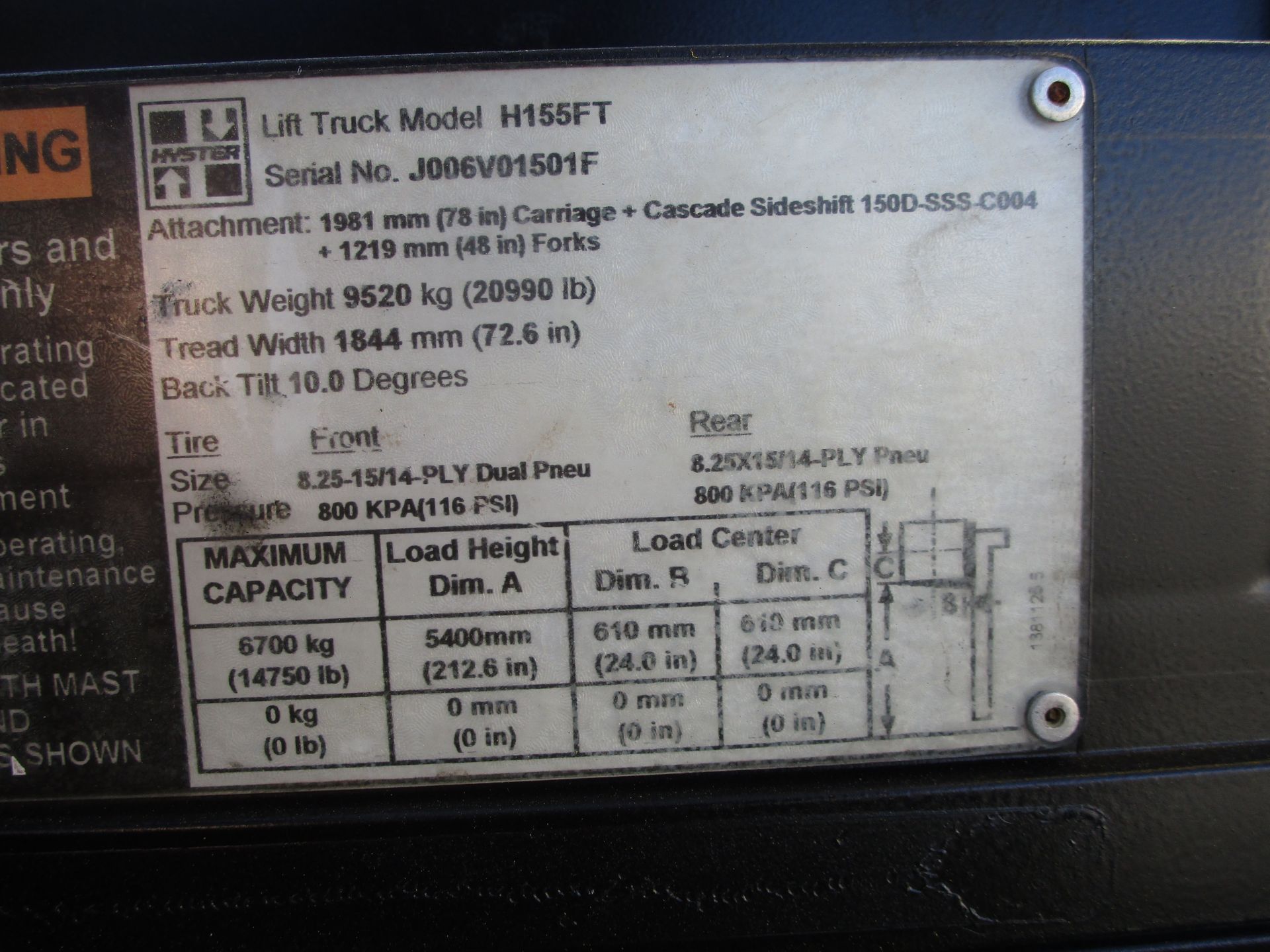 Hyster H155FT 15,000lb Forklift - Image 17 of 17