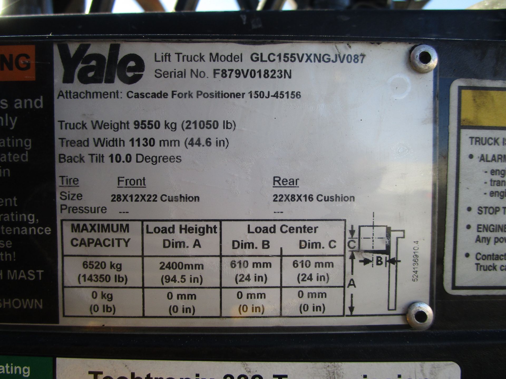 2015 Yale GLC155VX 15,000lb Forklift - Image 16 of 16