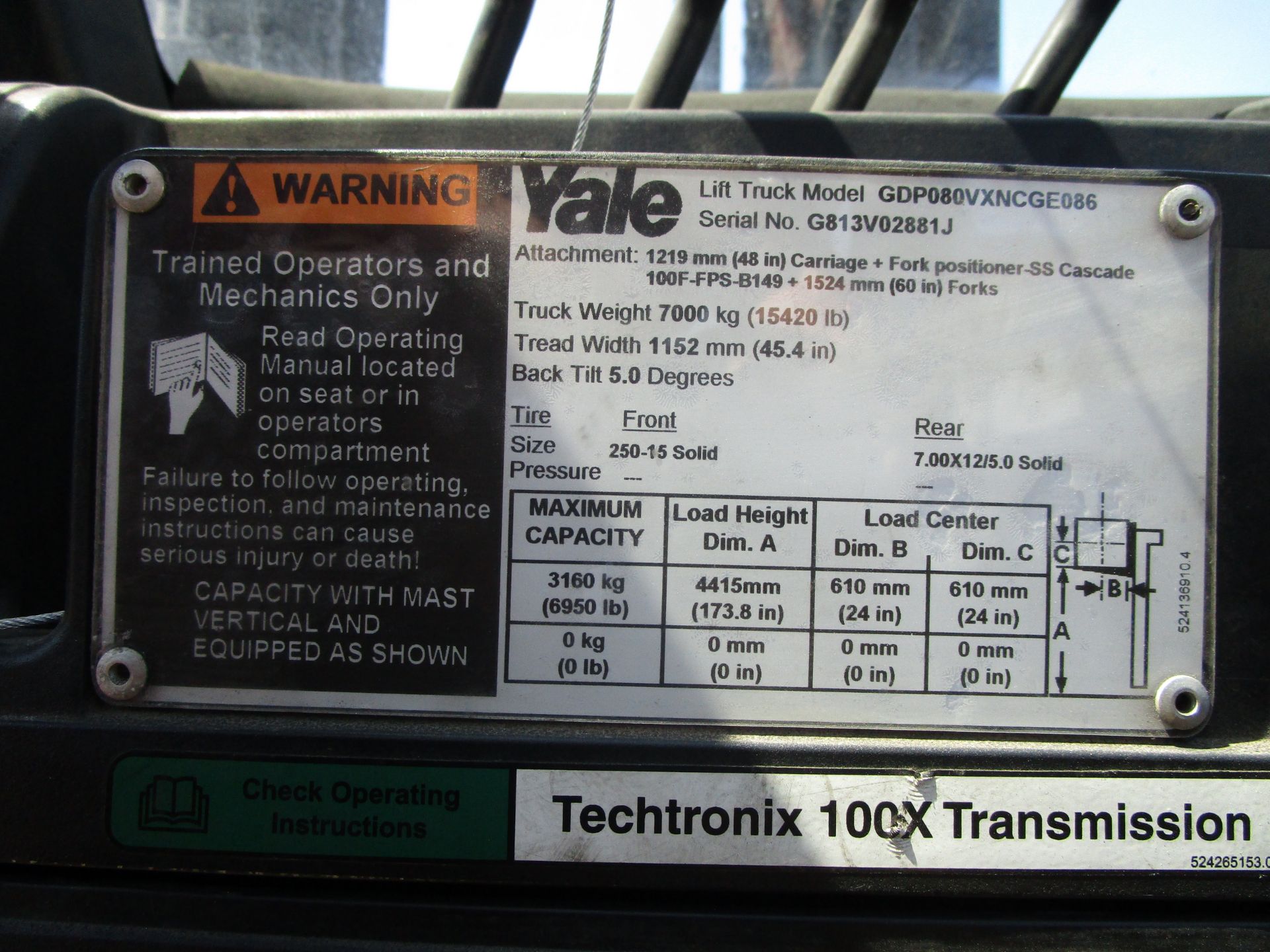 2012 Yale GDP080VX 8,000 lb Forklift - Image 18 of 18