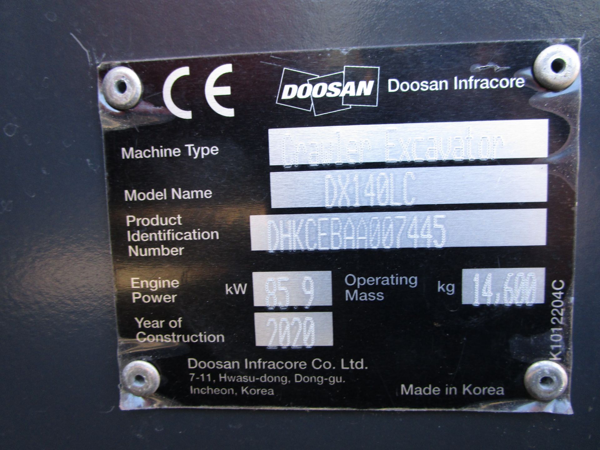 New Unused 2020 Doosan DX140 LC Excavator - Image 17 of 17