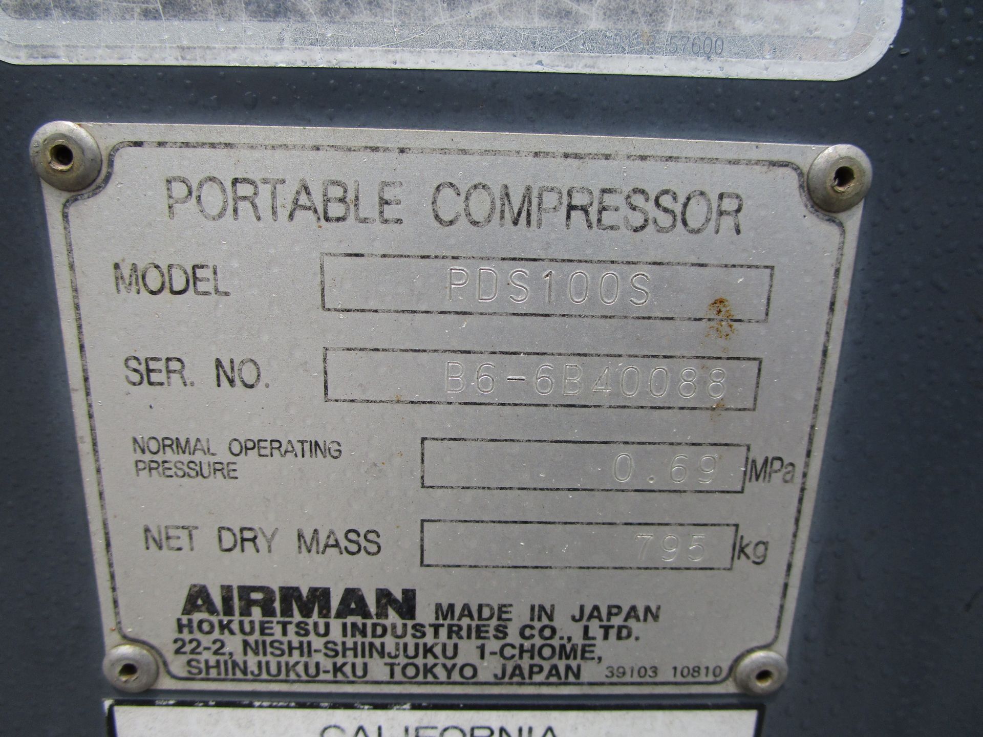 Airman PDS100S Towable Air Compressor - Image 8 of 11