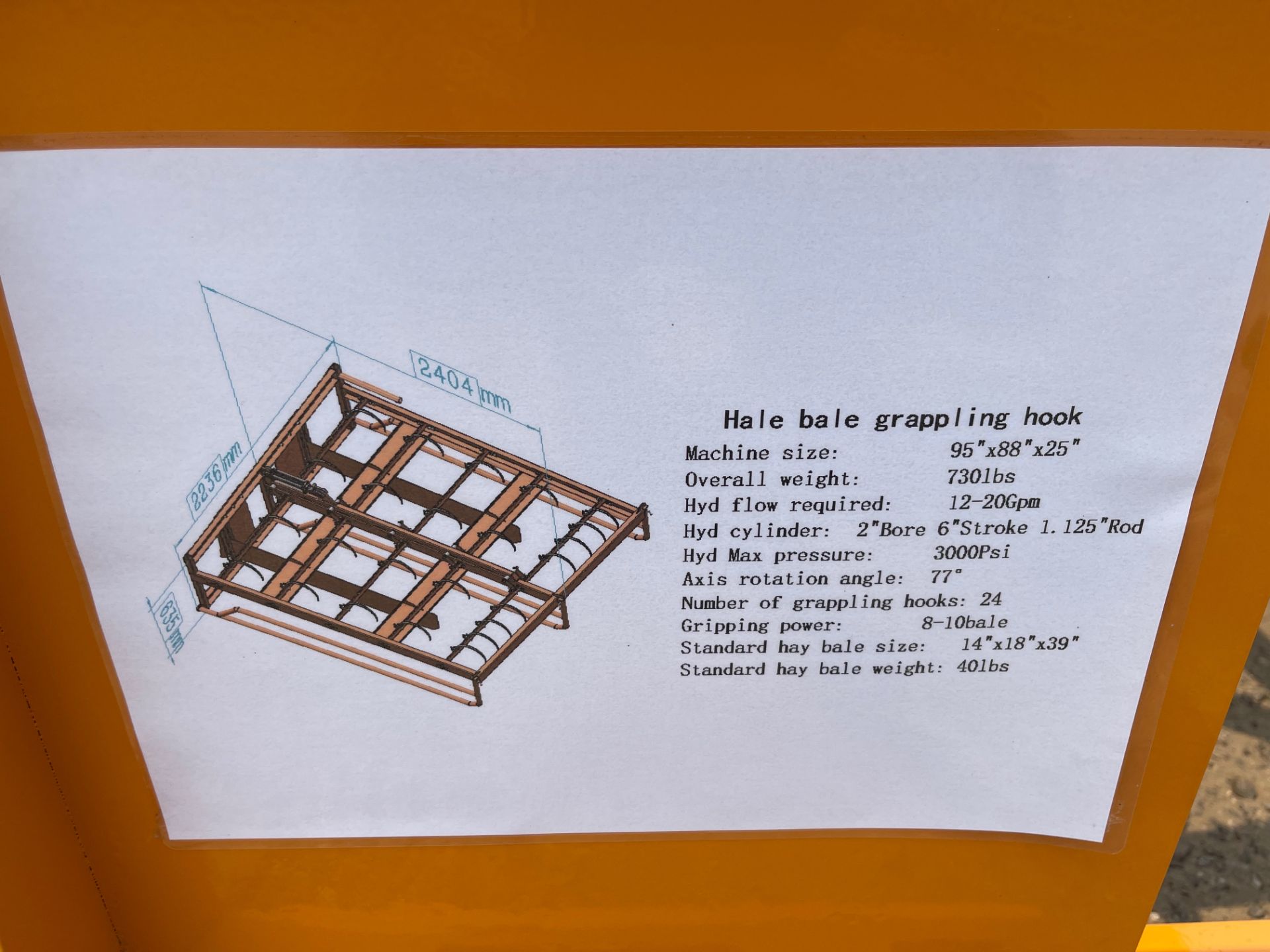 New Skid Steer Hale Bale Grappling Hook - Image 5 of 5