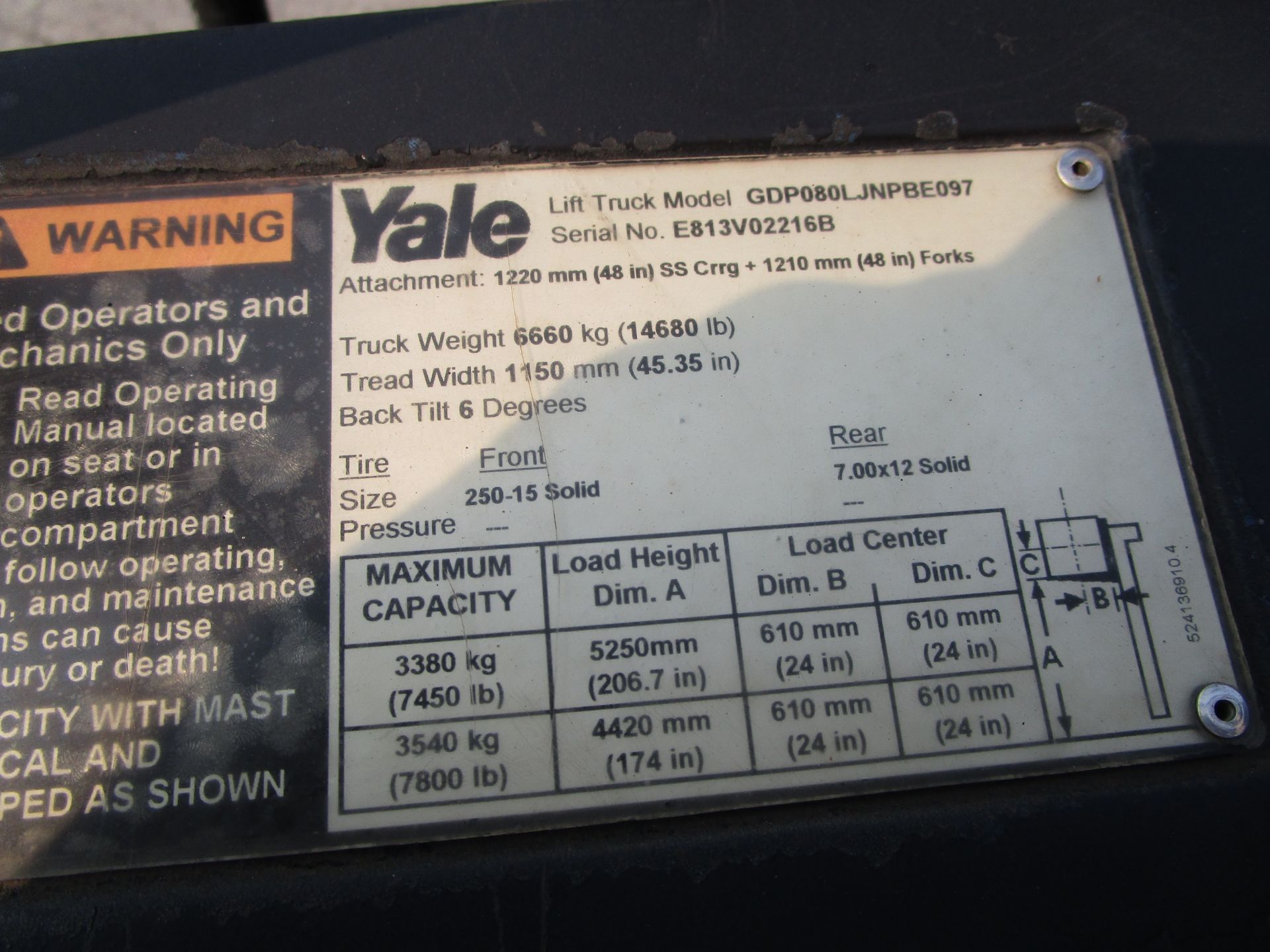 Yale GDP080LJ 8,000 lb Forklift - Image 11 of 11