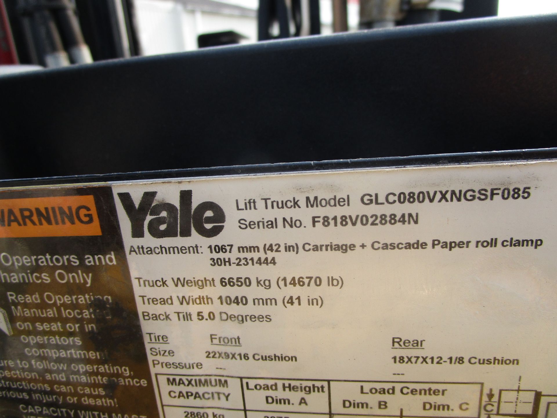 2015 Yale GLC080VX 8,000 lb Forklift - Image 9 of 9