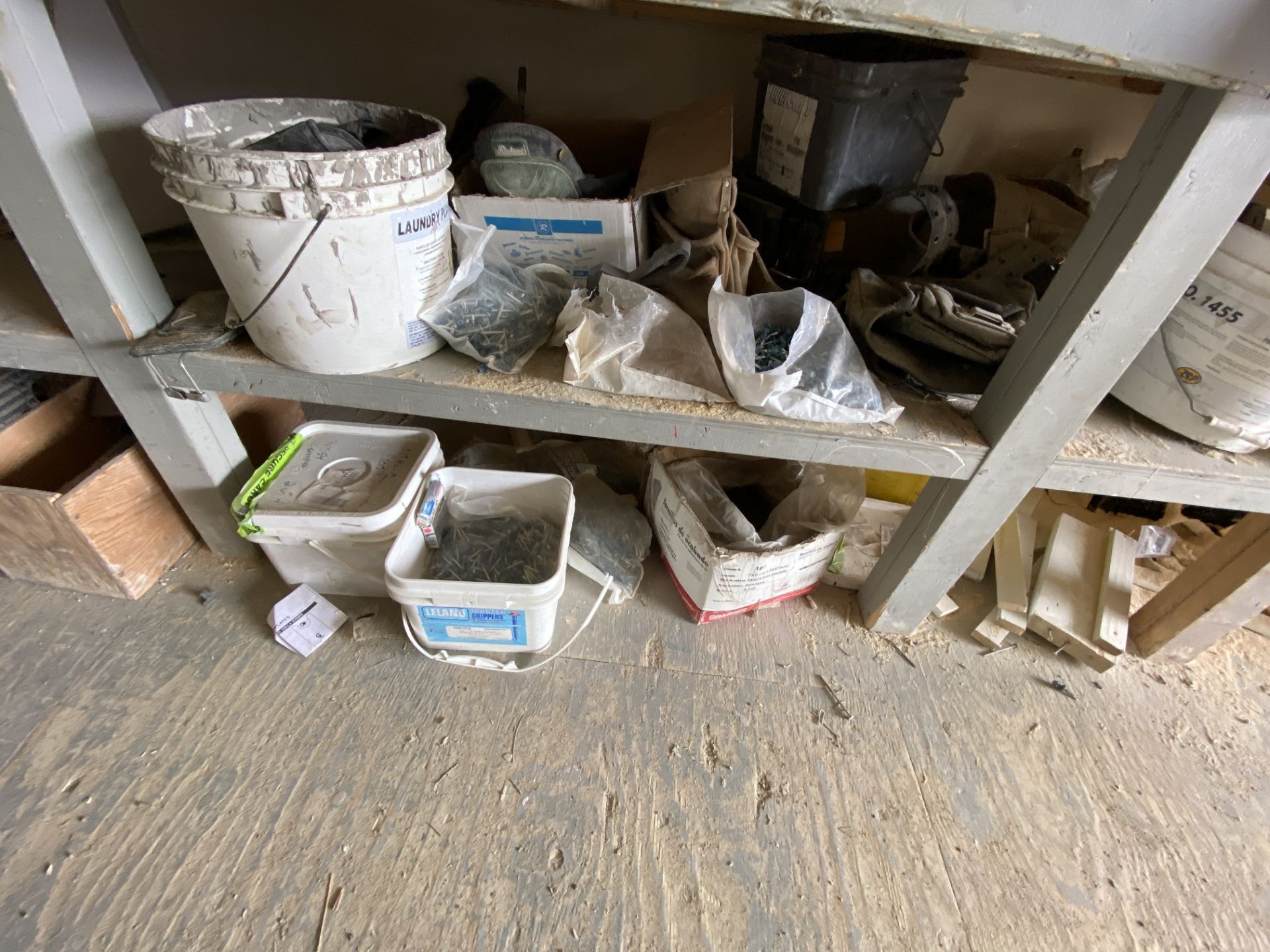 BALANCE OF PRODUCT IN FRONT ROOM OF WOODWORK SHOP INCL. ALL FASTENERS, PAINT, HARDWARE, SHELF - Image 8 of 17