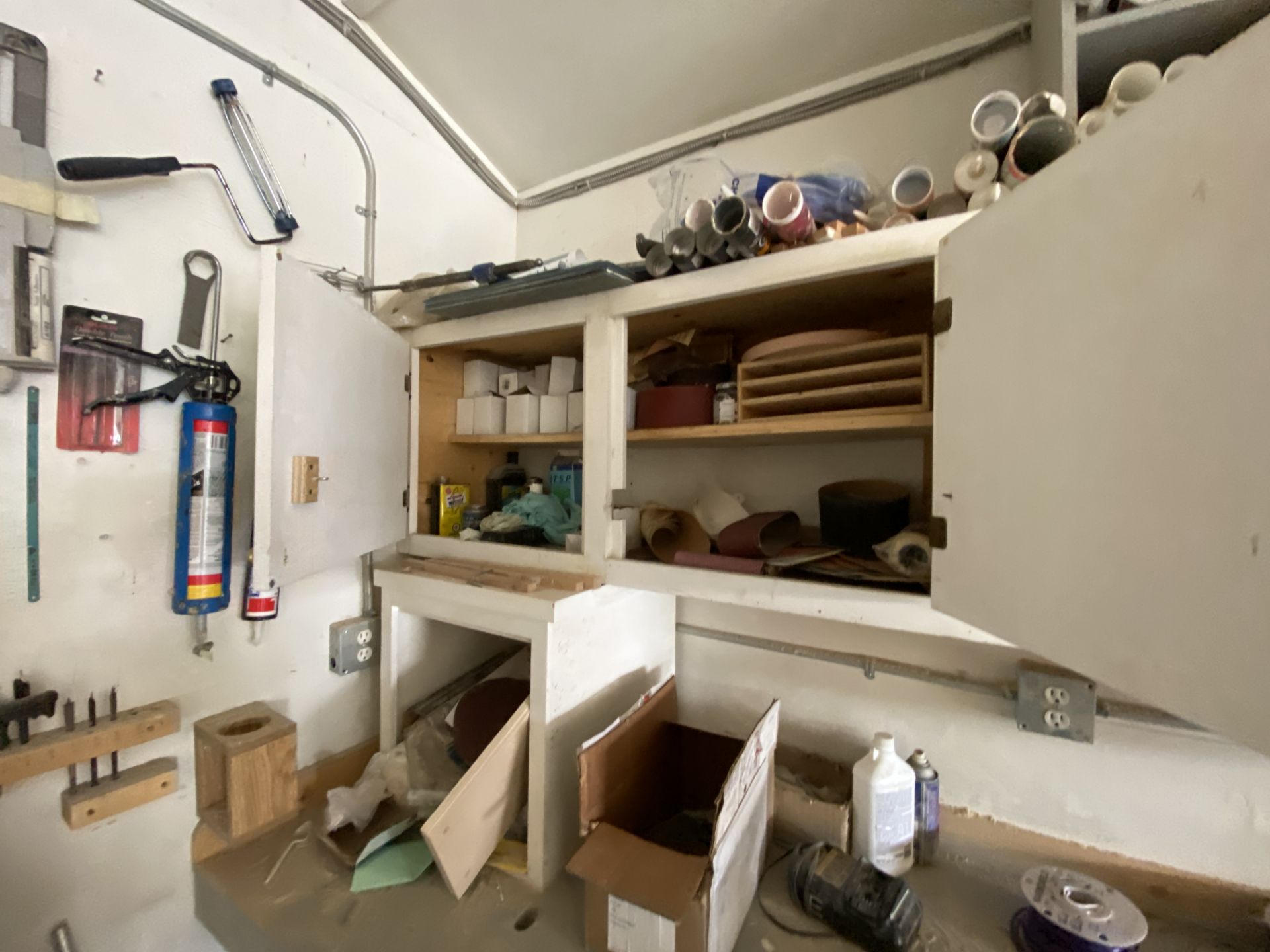 BALANCE OF PRODUCT IN FRONT ROOM OF WOODWORK SHOP INCL. ALL FASTENERS, PAINT, HARDWARE, SHELF - Image 17 of 17