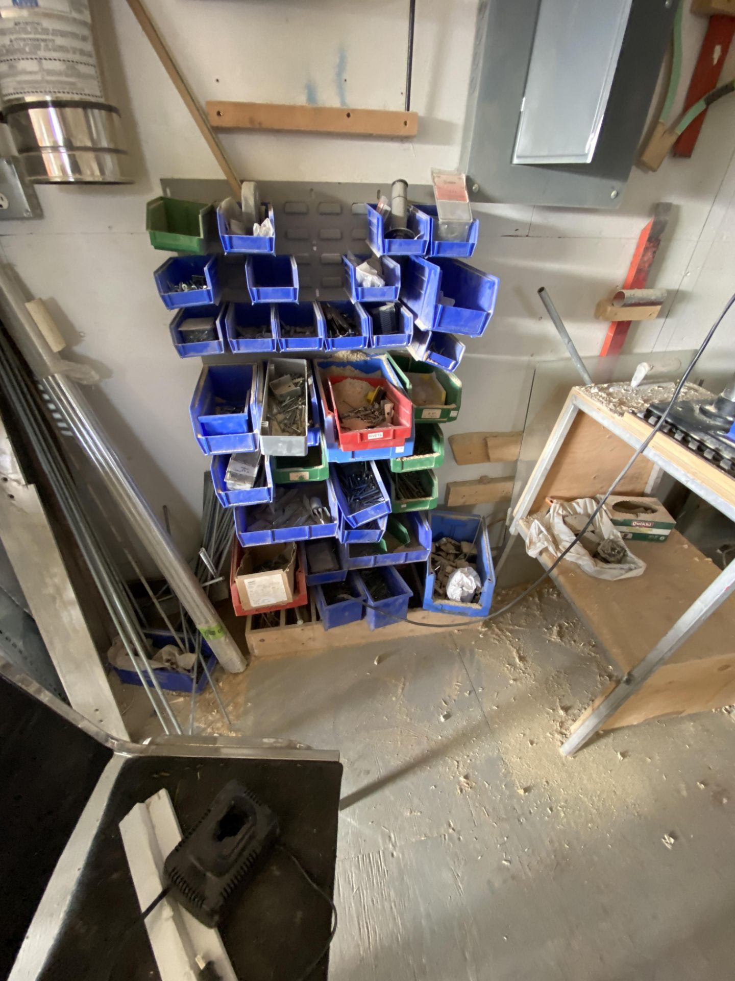 BALANCE OF PRODUCT IN FRONT ROOM OF WOODWORK SHOP INCL. ALL FASTENERS, PAINT, HARDWARE, SHELF - Image 13 of 17