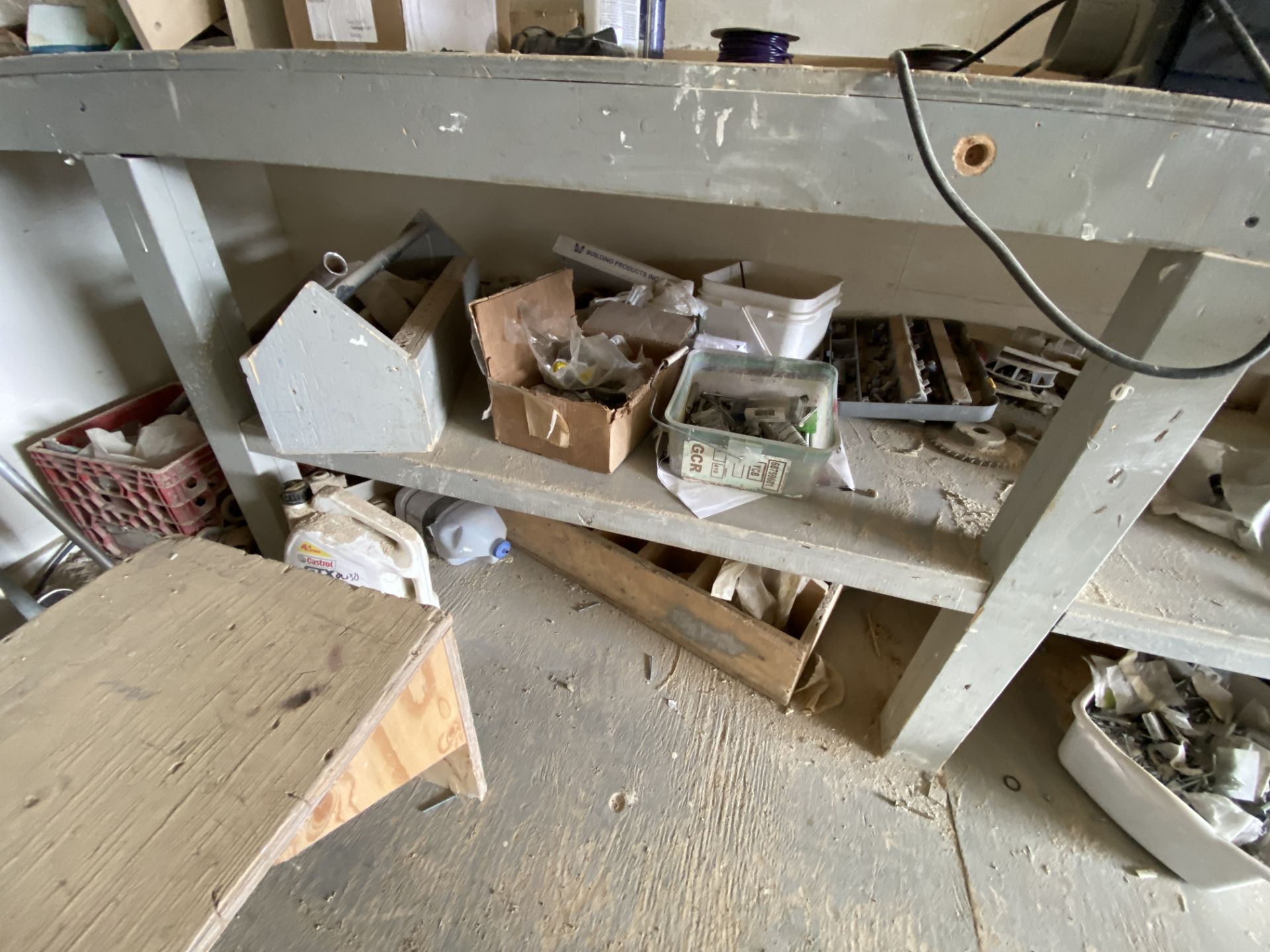 BALANCE OF PRODUCT IN FRONT ROOM OF WOODWORK SHOP INCL. ALL FASTENERS, PAINT, HARDWARE, SHELF - Image 10 of 17