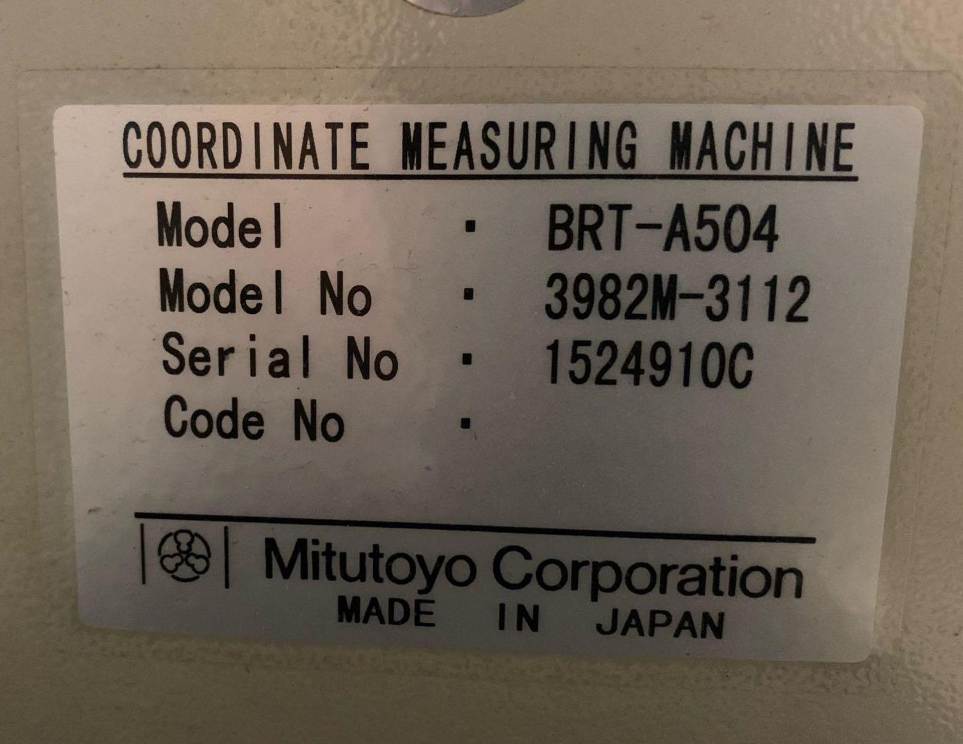 Mitutoyo Bright Apex CMM Coordinate Measuring Machine  Model: BRT-A504 Model No: 3982M-3112 34”x30”x - Image 20 of 20