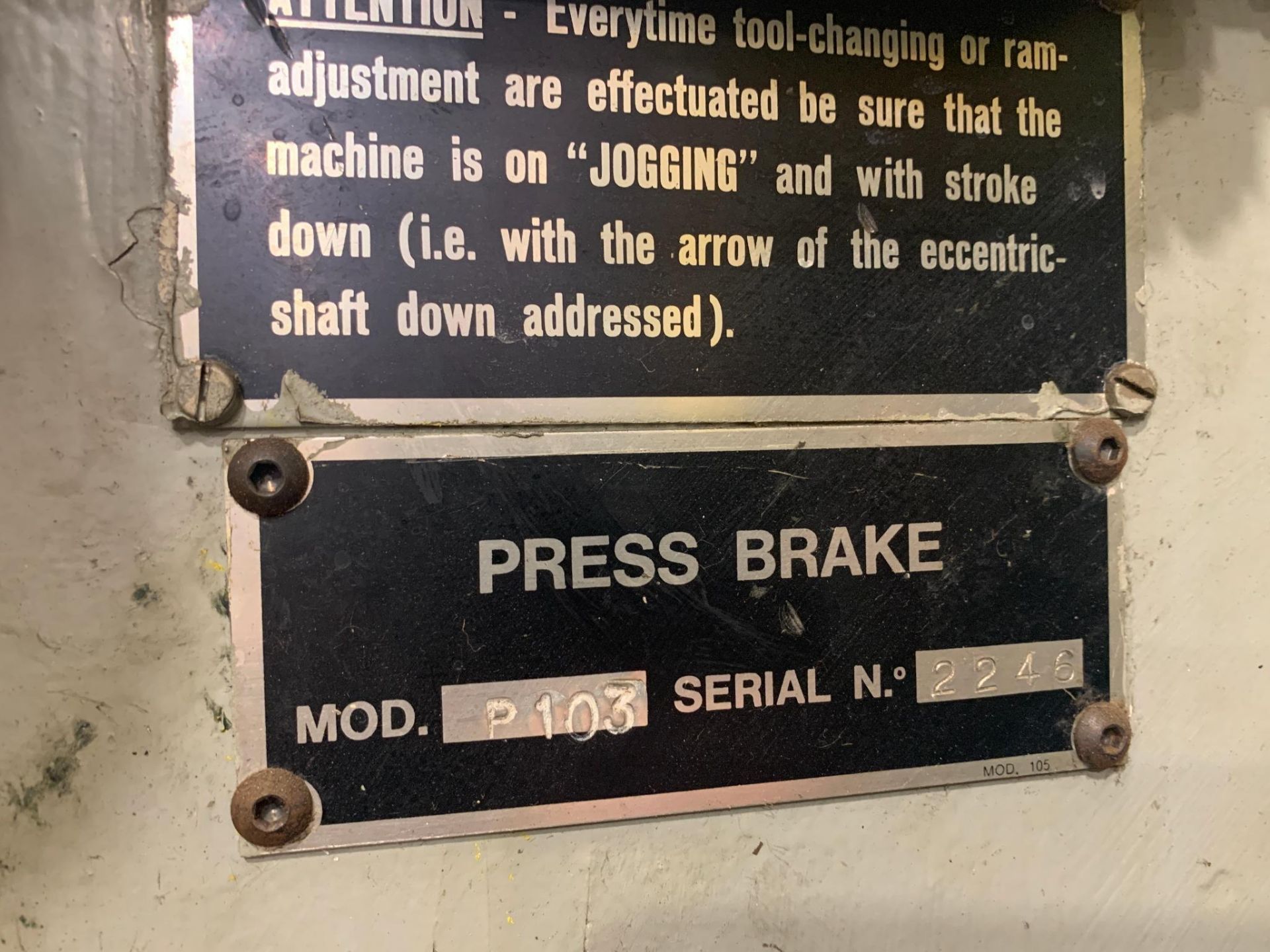 Summit P103 Mechanical Press Brake Serial Number: 2246, 55 Tons x 10' - Image 21 of 22