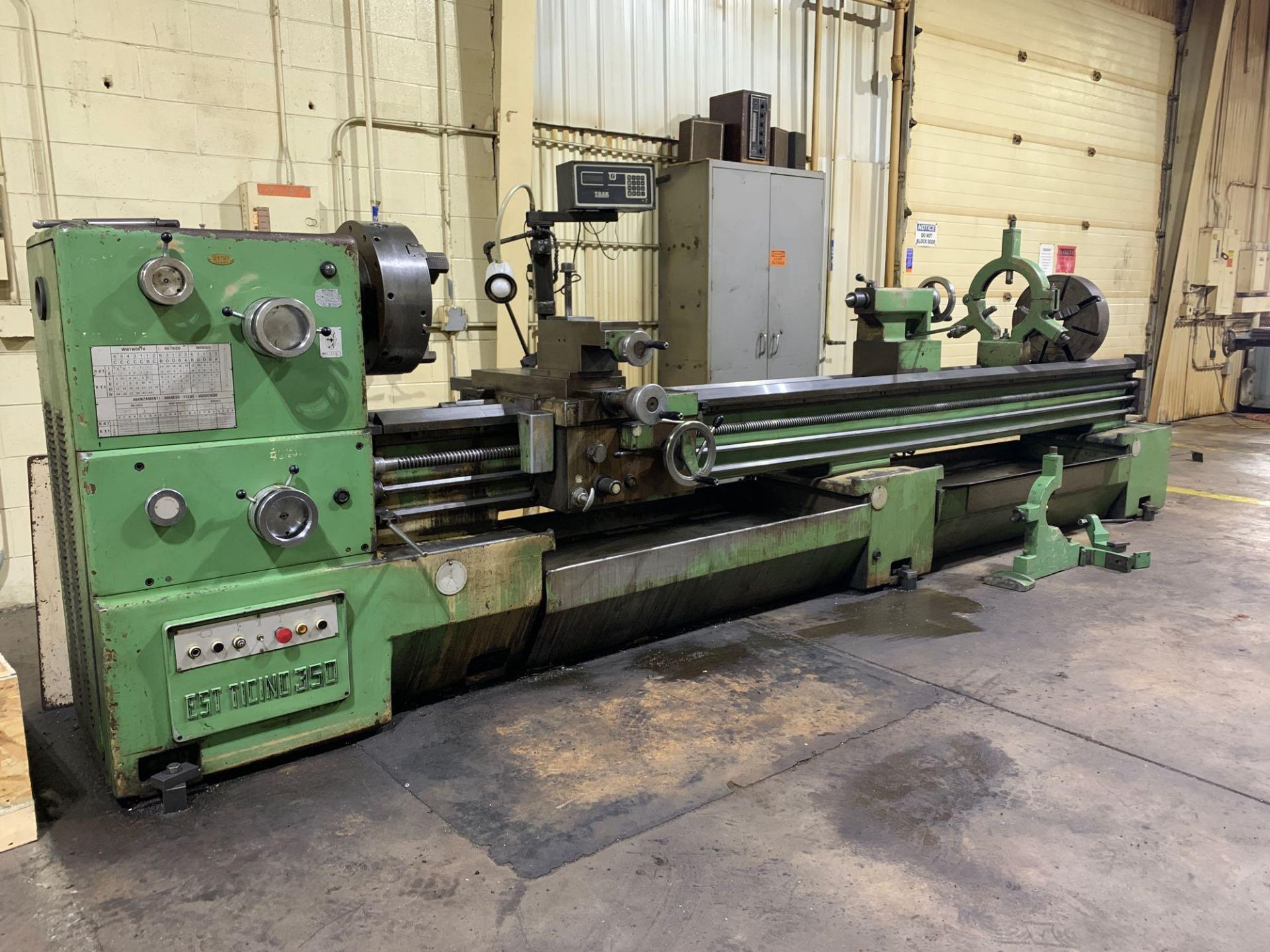 Est Ticino Heavy Duty Gap Bed Engine Lathe Model: ETS-350 Serial Number: 1943 Rated Capacity: 27” x