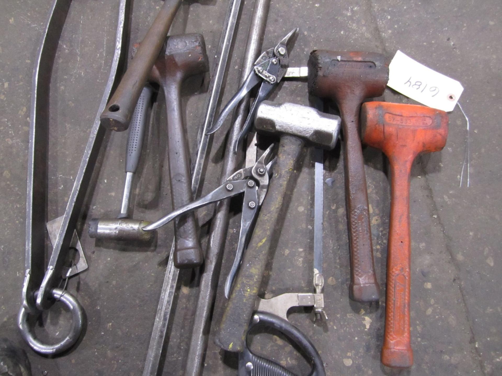 Assorted tools to include: Hammers, saws, snips, crow bars, lifting assemblies - Image 11 of 11