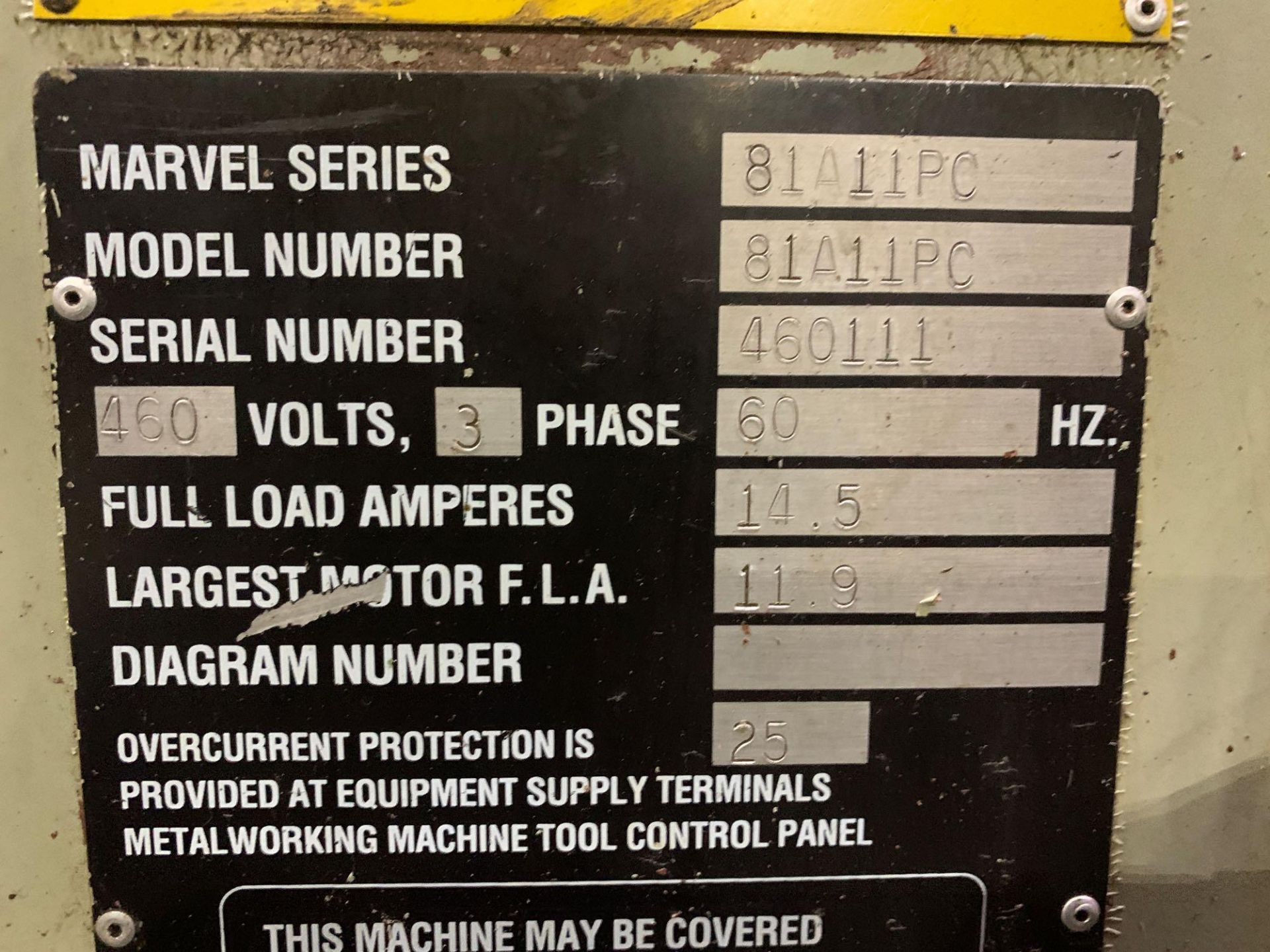 Marvel Armstrong Blum Automatic Universal Band Saw Model 81A11PC Rated Capacity 18" x 20" Serial No. - Image 30 of 30