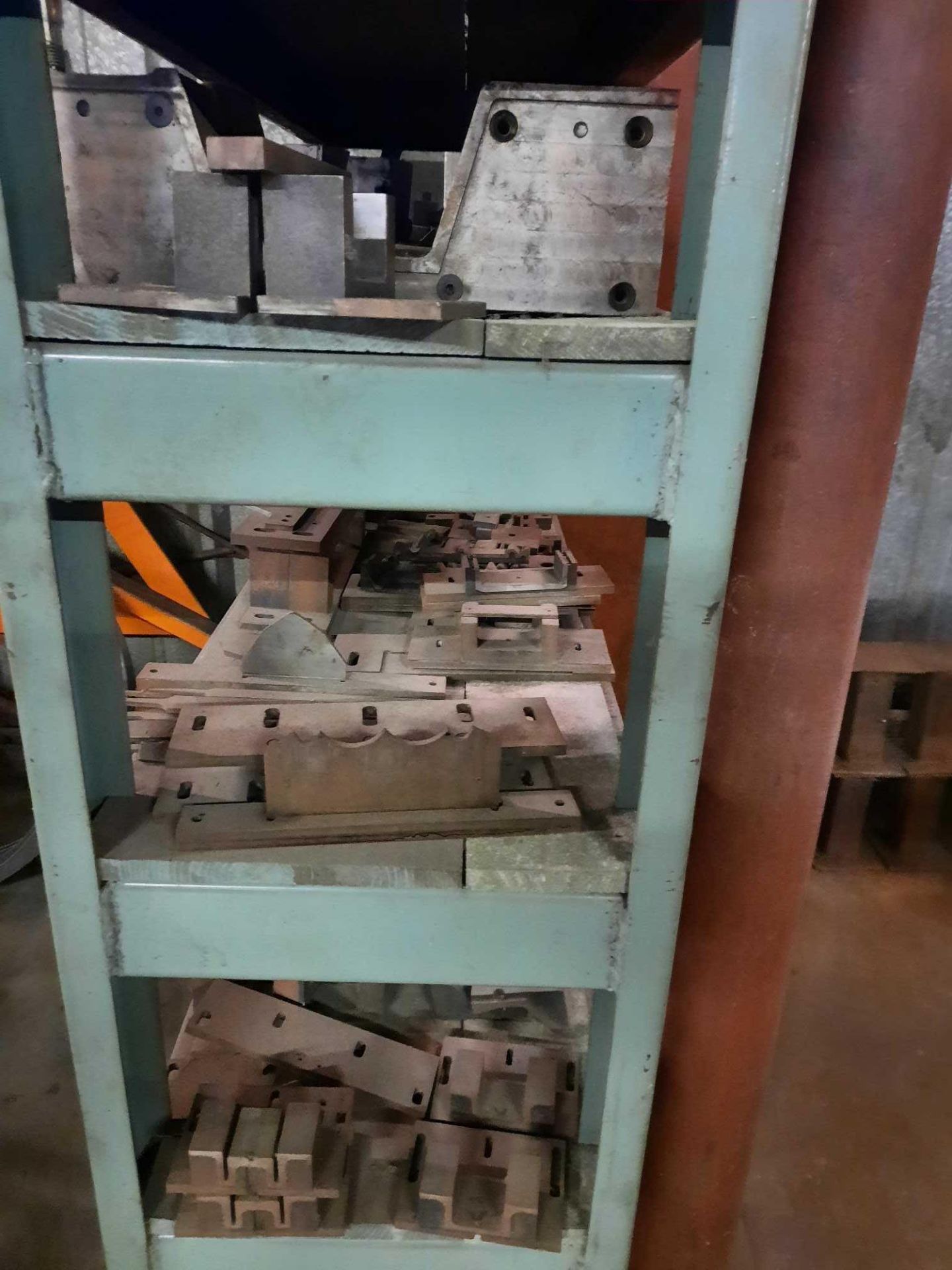 Steel rack of assorted shear cutters as shown, rack 54 x 18 x 50 inches (Please bring bins to load - Image 7 of 9