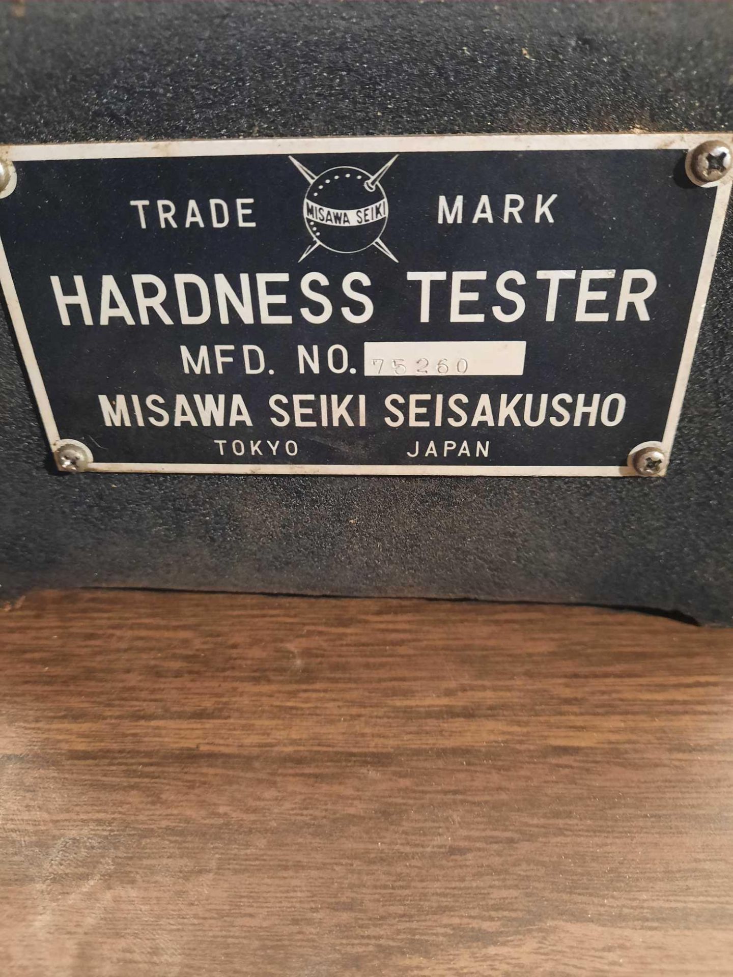 Misawa Seiki Rockwell hardness tester, serial no. 75260, B and C scales, includes hardness pins, - Image 8 of 10