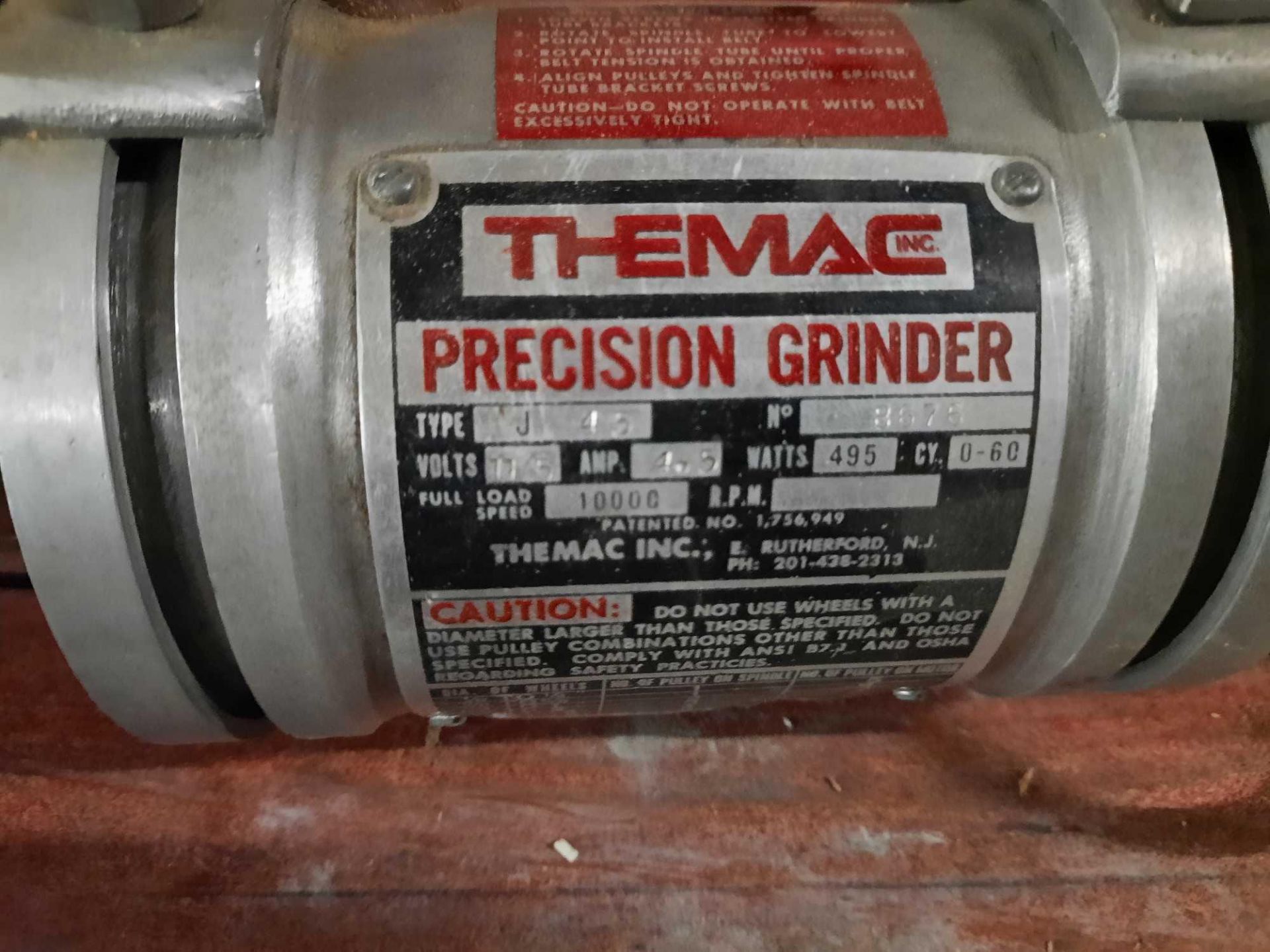 Thermac precision grinder, type J45, serial 8676, full load speed 10,000rpm, 1/2 inch arbor, 4.5amp, - Image 3 of 6