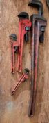 (4) pipe wrenches, 8 to 36 inch
