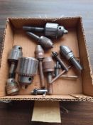 Assorted drill chucks 0 to 1/2 inch capacity, some Jacob brand