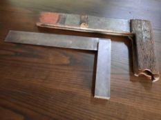Starrett 20 inch steel square, no.20, wood holder