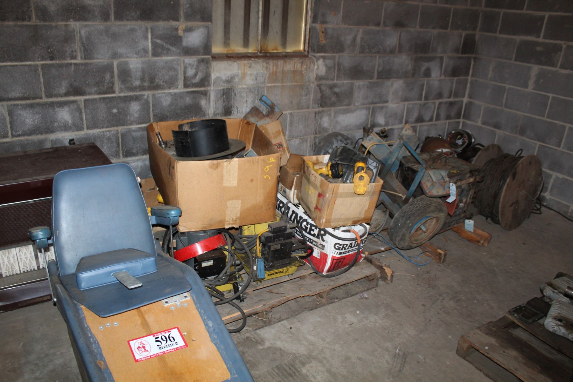 Contents of (2) Pallets & Floor- Hydraulic Power Units, Various Electrical Wire, Electric Motors,