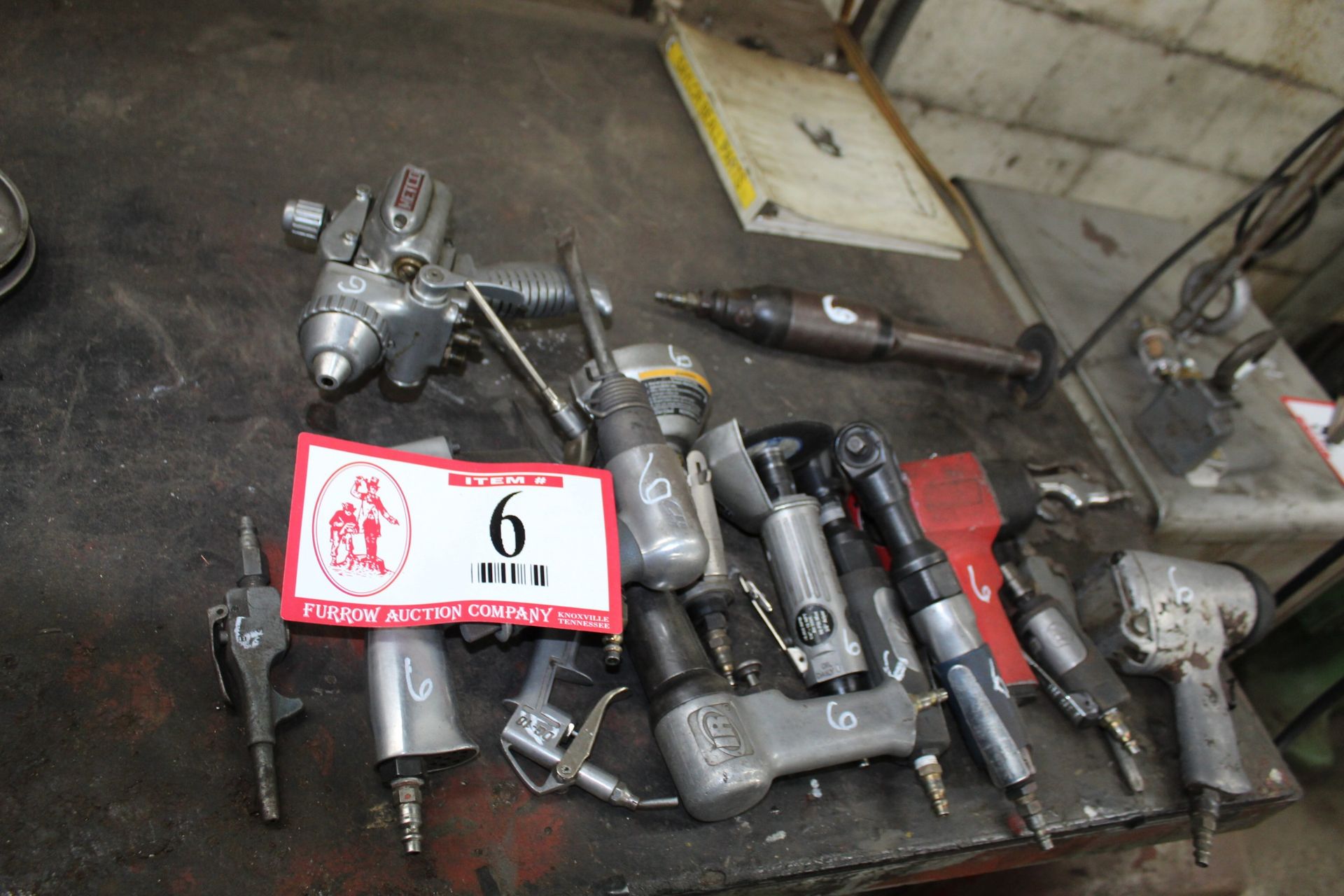 Various Pneumatic Tools - (2) Impact Wrenches (2) 3/8 Pneumatic Ratchets, Grinders, Etc.