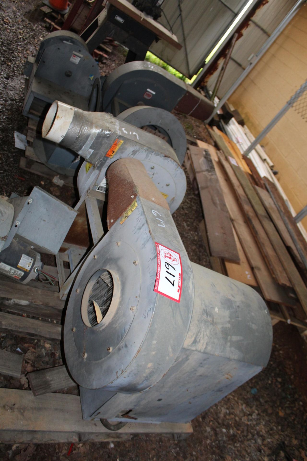Contents of (2) Pallets- Electric Blowers (No Motors) and a Radial Arm Saw
