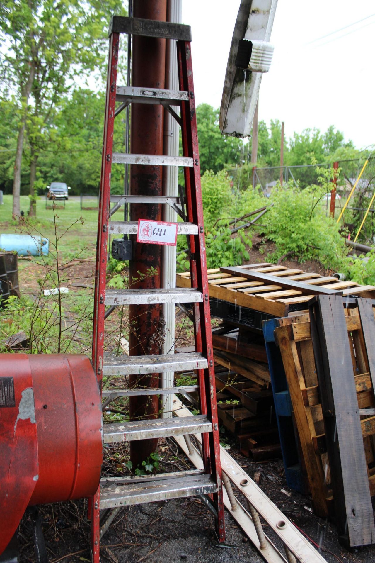 8' Fiberglass Step Ladder & pieces of a 10' Extension Ladder