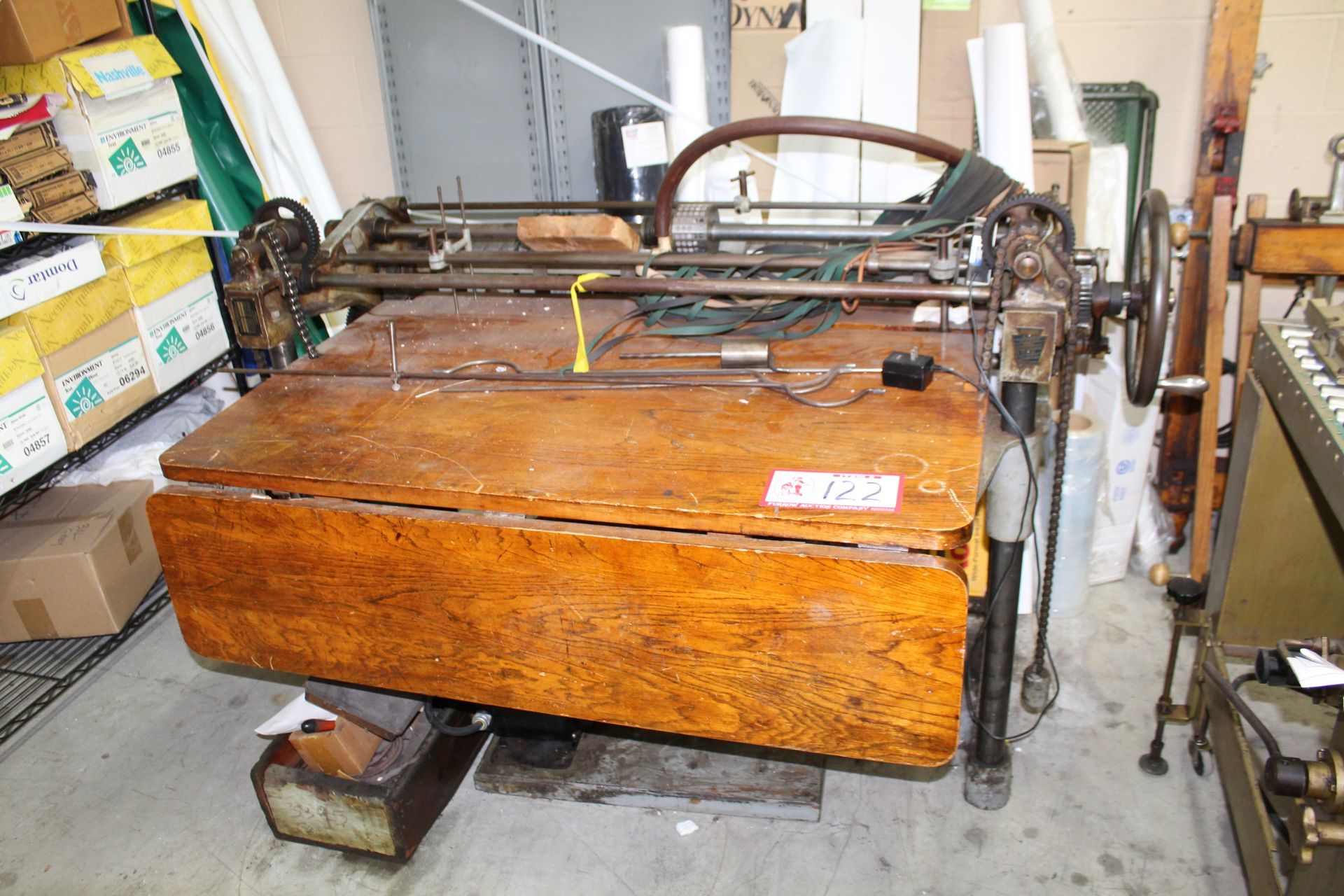 Antique Hichok Ruling/ Book Binding Machine- includes everything behind yellow ribbon - Image 5 of 5