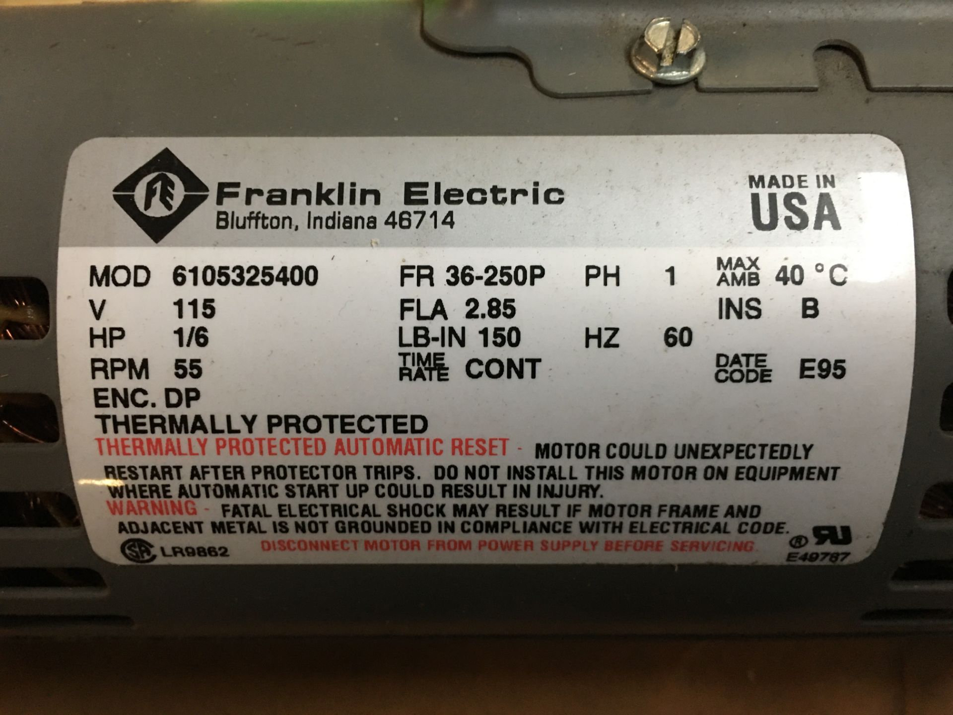 Franklin Electric Motor - Image 2 of 2