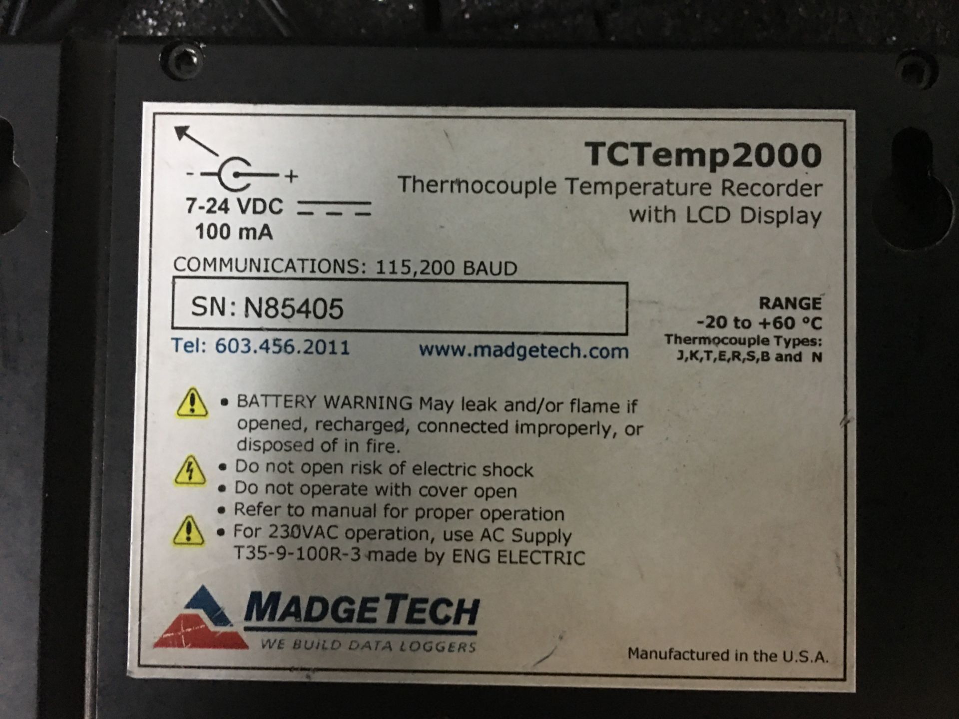 MadgeTech Thermocouple Temperature Recorder - Image 3 of 3