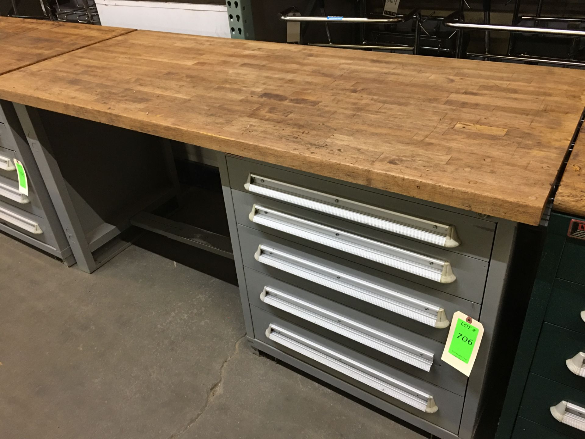 Lyon Workbench With 5-Drawer Tooling Cabinet & Butcher Block Top