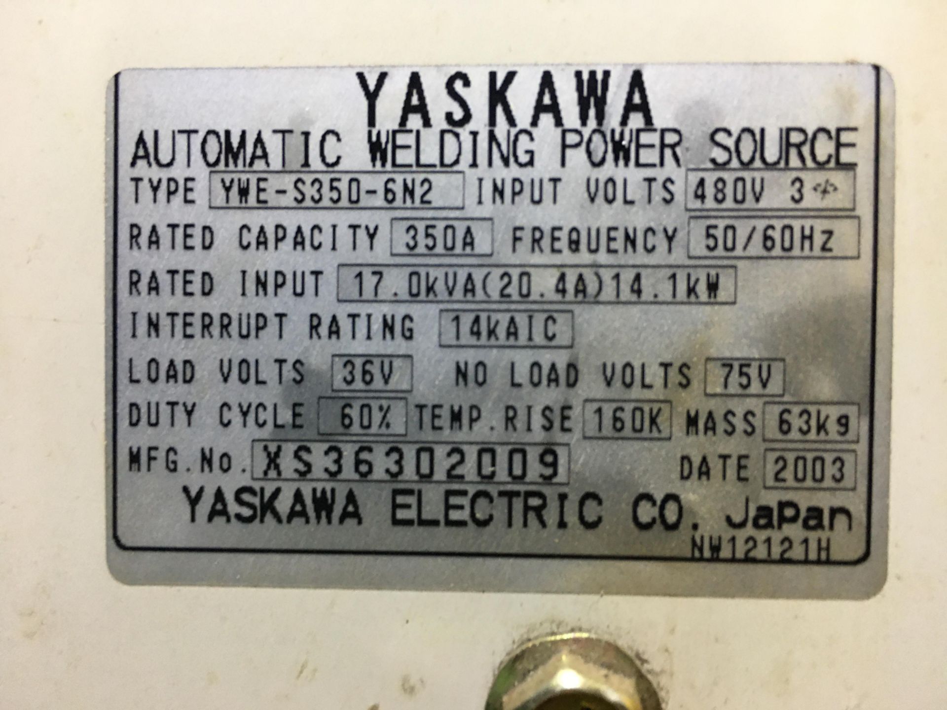 Yaskawa Automatic Welding Power Source - Image 3 of 3