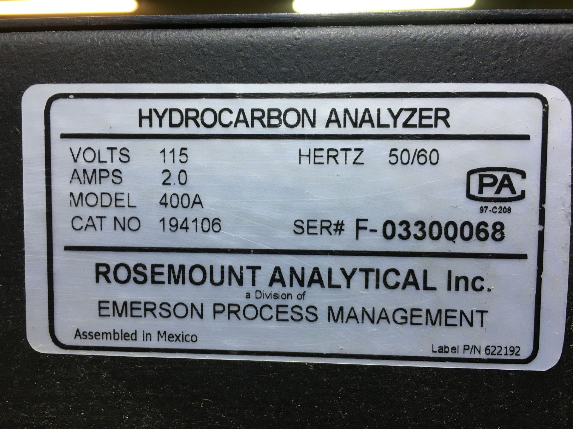 Emerson Rosemount Analytical Hydrocarbon Analyzer - Image 4 of 4