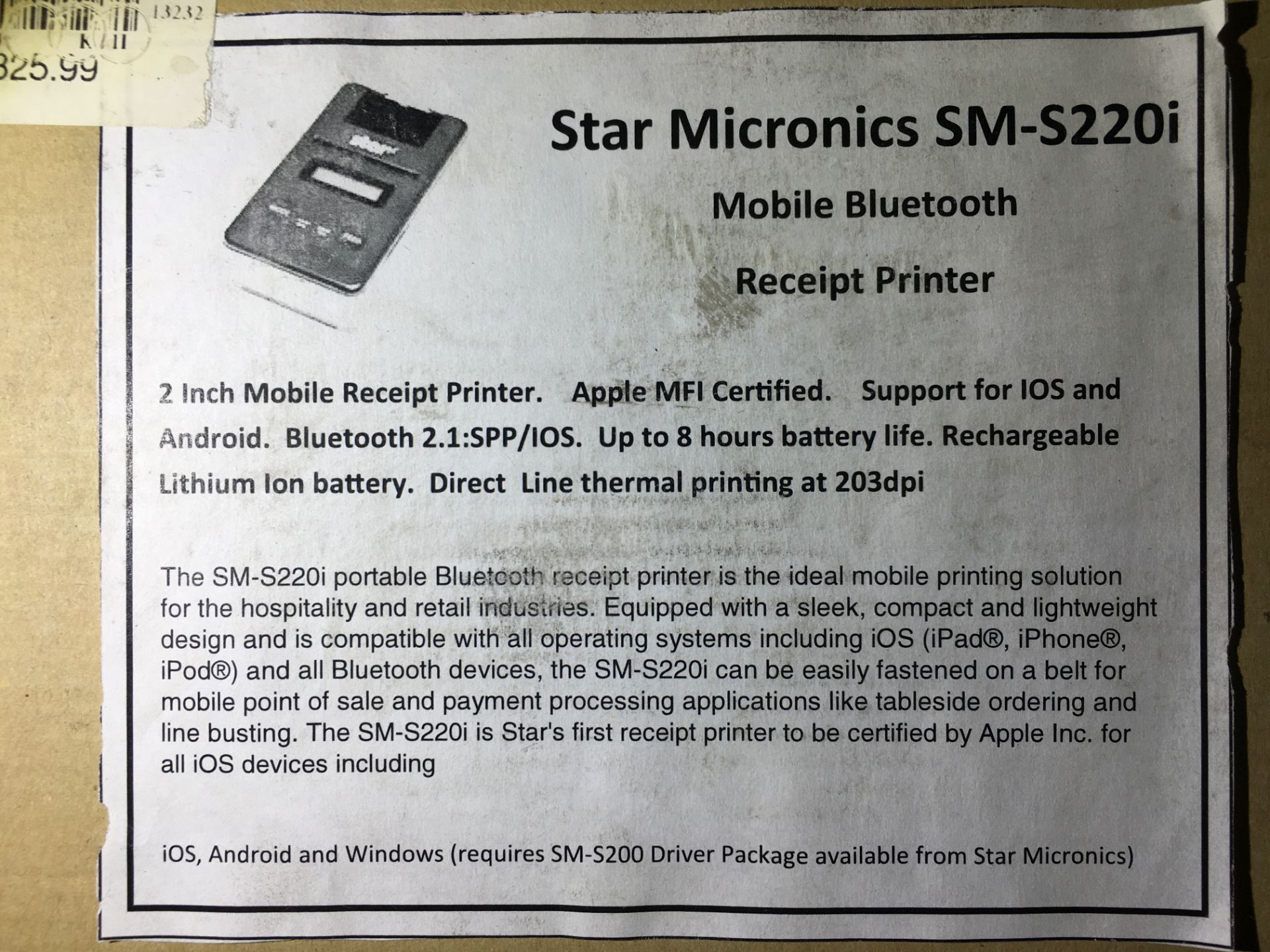 Star Micronics Mobile Blue Tooth Receipt Printers - Image 2 of 2