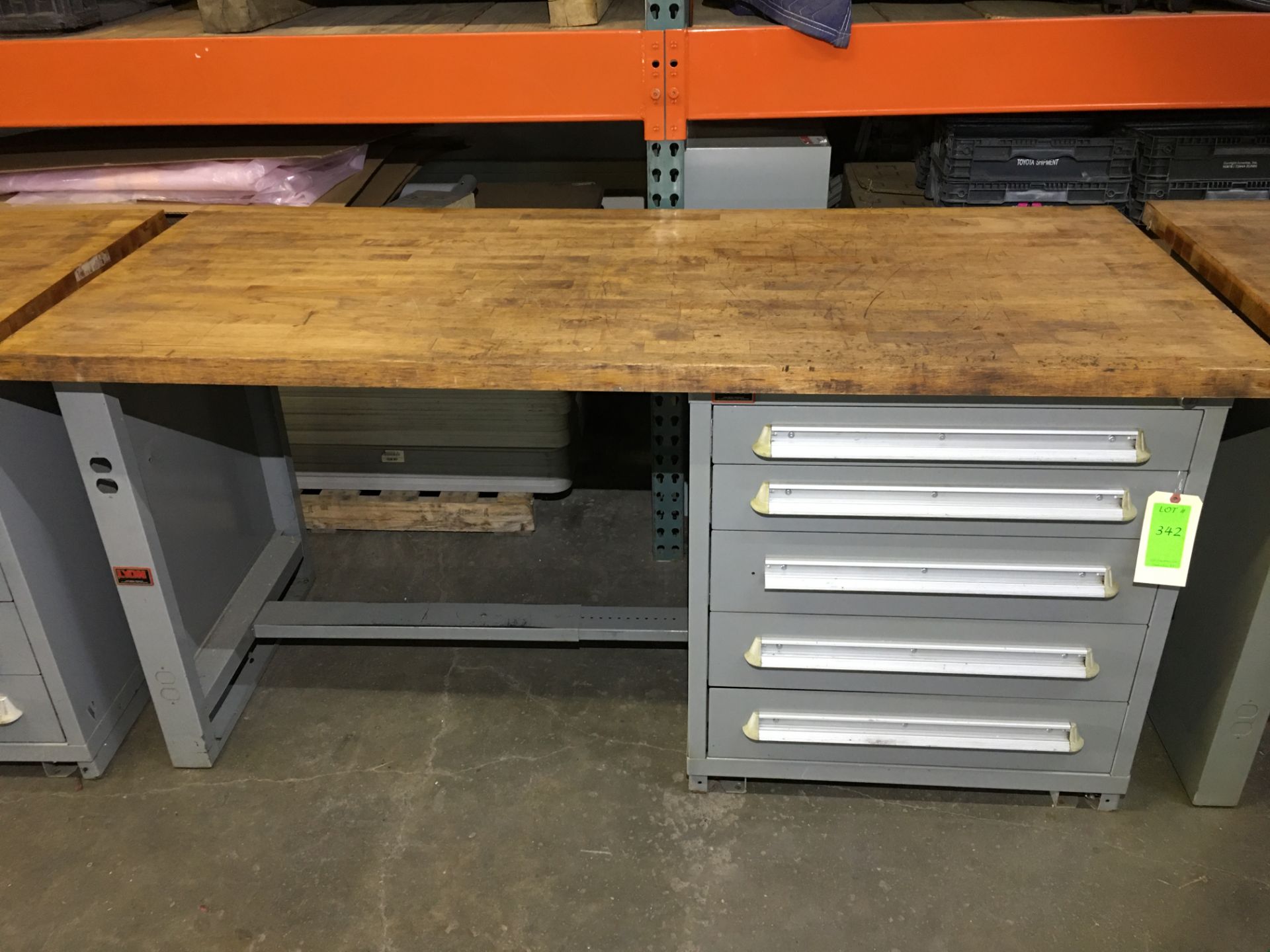Lyon Workbench With 5-Drawer Tooling Cabinet & Butcher Block Top