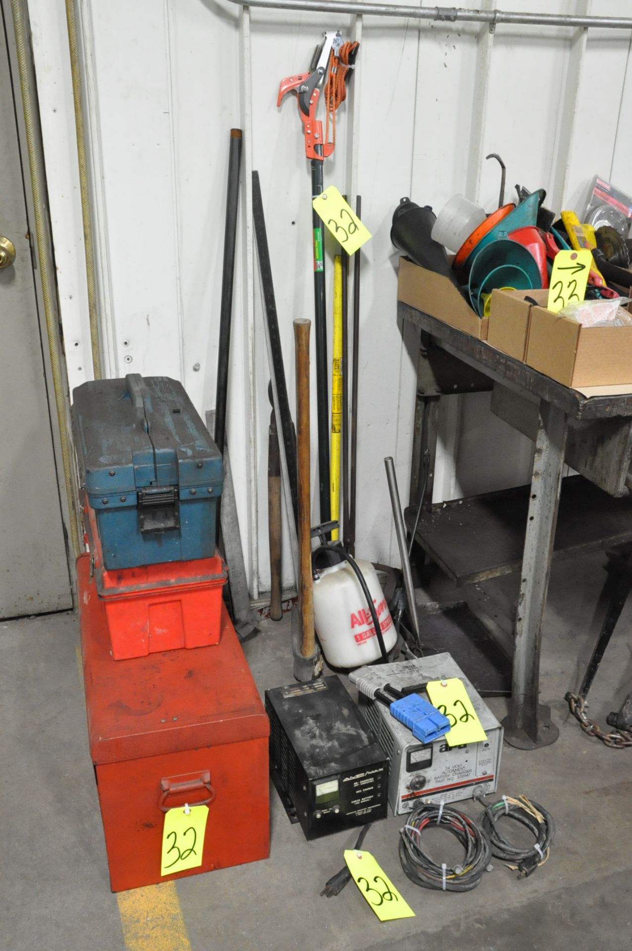 Lot-Portable Tool Boxes, APA 24-Volt Battery Charger, and (1) AMP