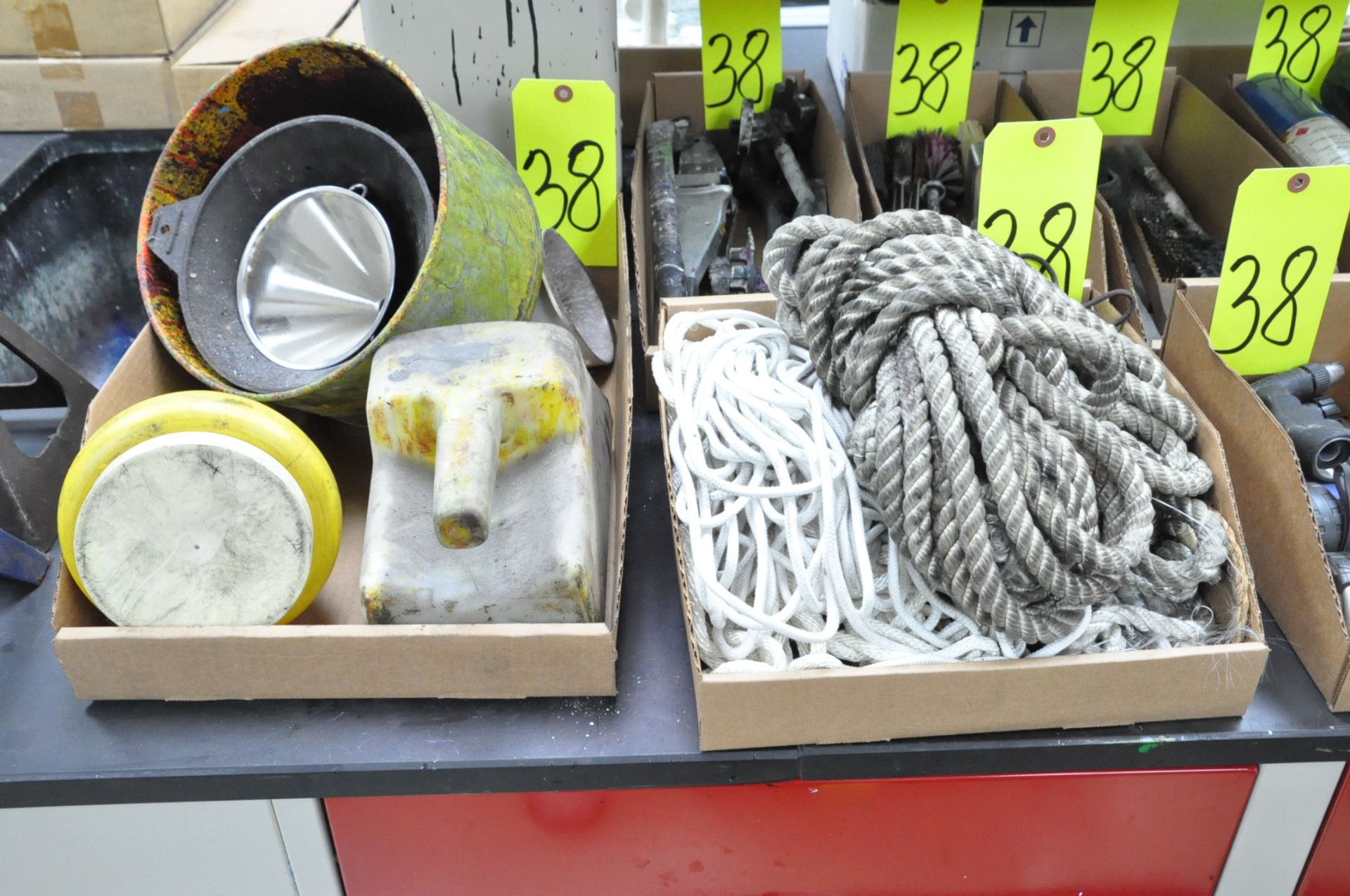 Lot-Various Rope, Hand Tools, Funnels etc. in (10) Boxes - Image 4 of 5