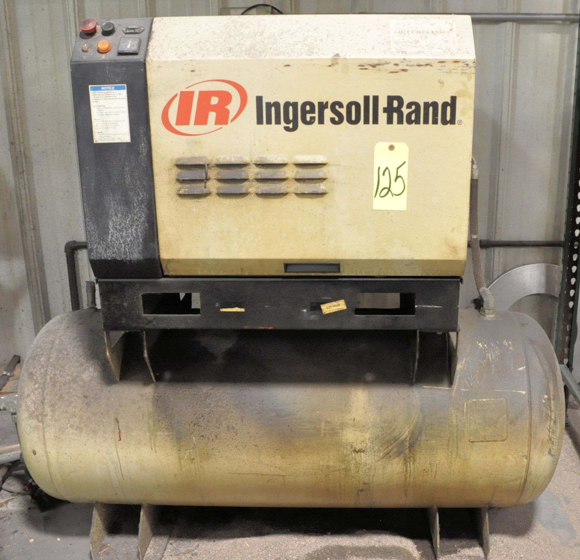 Ingersoll-Rand Model SSR-EP10, 10-HP Horizontal Tank Mounted Rotary Air Compressor, S/n