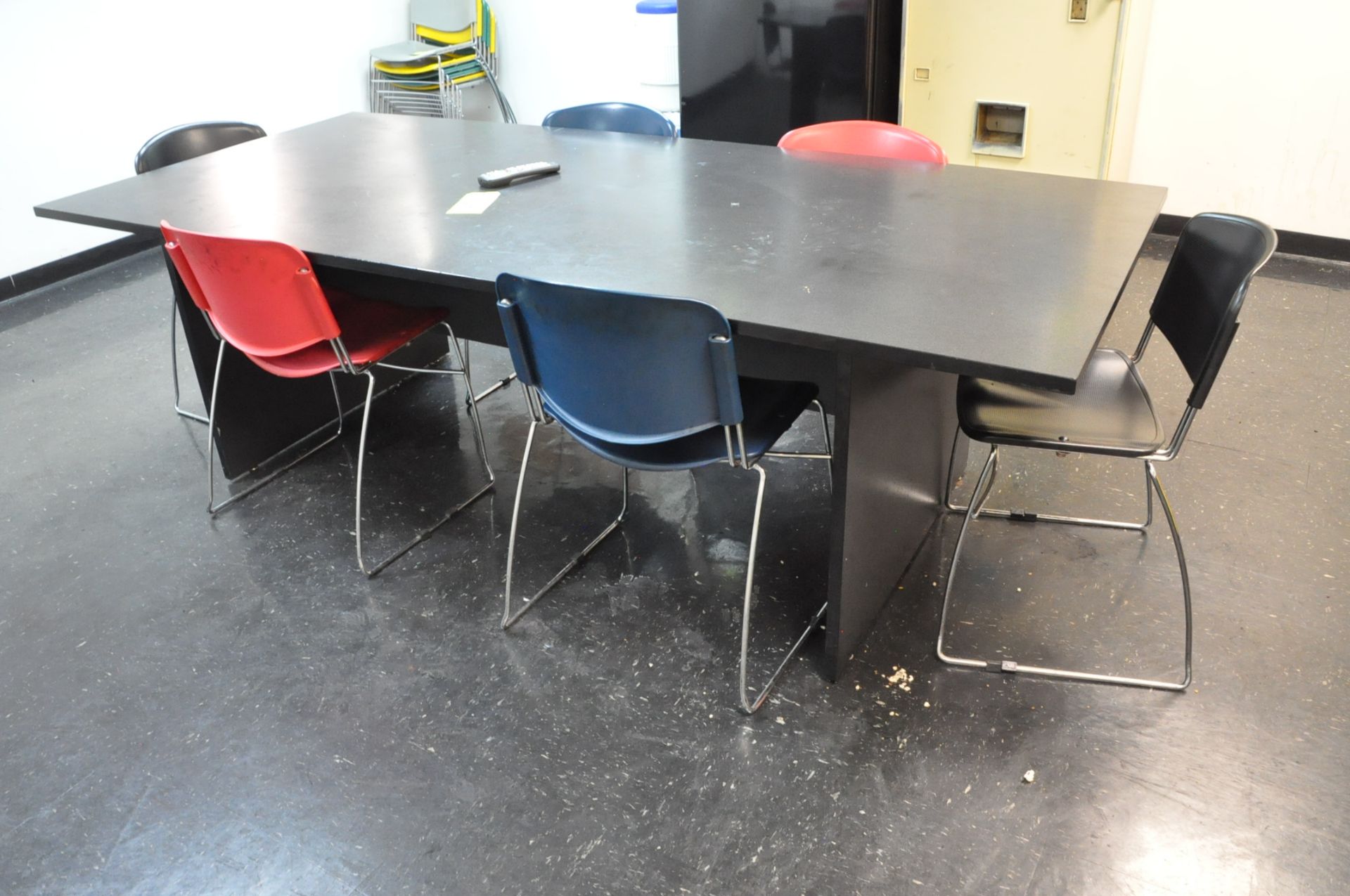 Lot-(1) 44" x 96" Breakroom Table with Stack Chairs