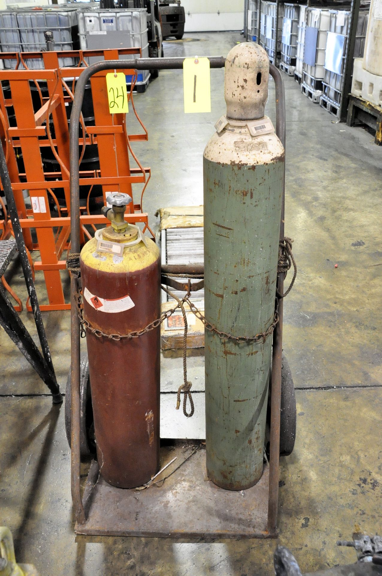 Lot-(1) Tank Cart with Oxygen and Acetylene Tanks